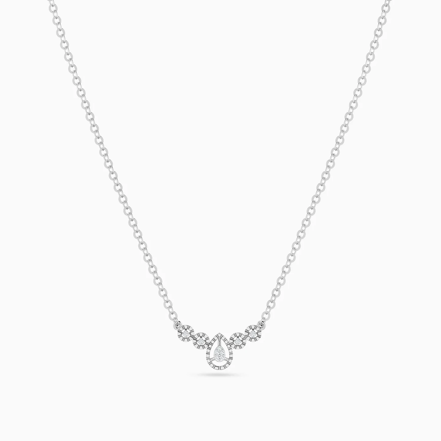 Teardrop & Round Cluster Diamond Necklace in 18K Gold - 3 Teardrop & Round Cluster Diamond Necklace in 18K Gold - 3