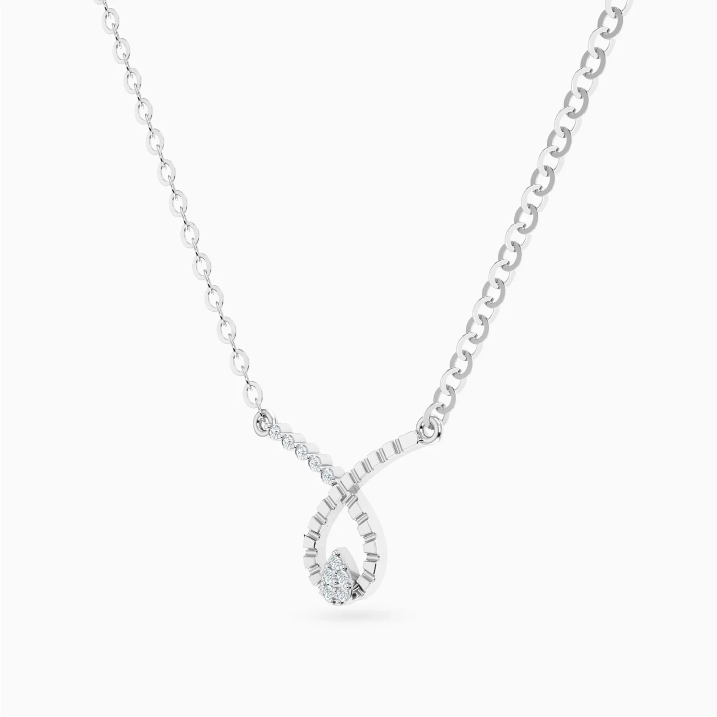 Flowing Loop & Teardrop Diamond Necklace in 18K Gold - 2 Flowing Loop & Teardrop Diamond Necklace in 18K Gold - 2