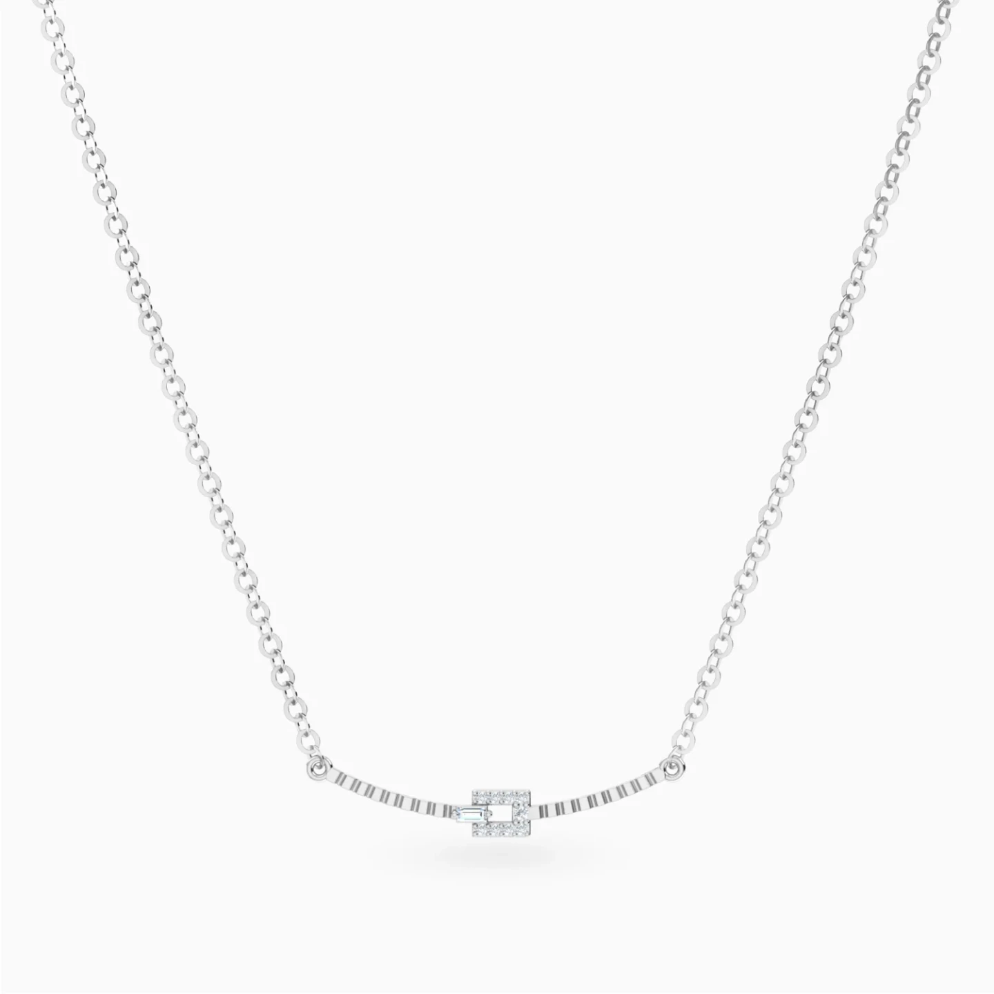 Curved Bar & Rectangle Diamond Necklace in 18K Gold Curved Bar & Rectangle Diamond Necklace in 18K Gold