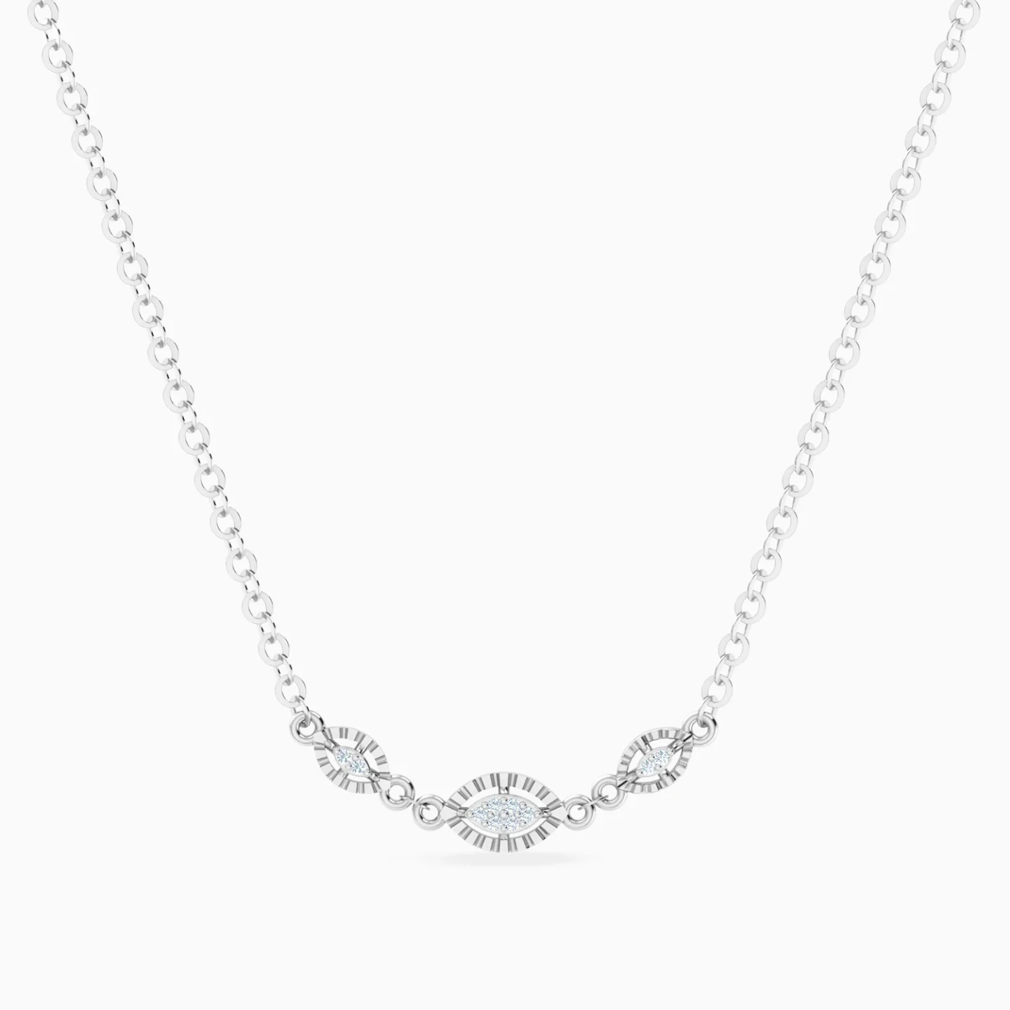 Three Marquise Motifs Diamond Necklace in 18K Gold Three Marquise Motifs Diamond Necklace in 18K Gold