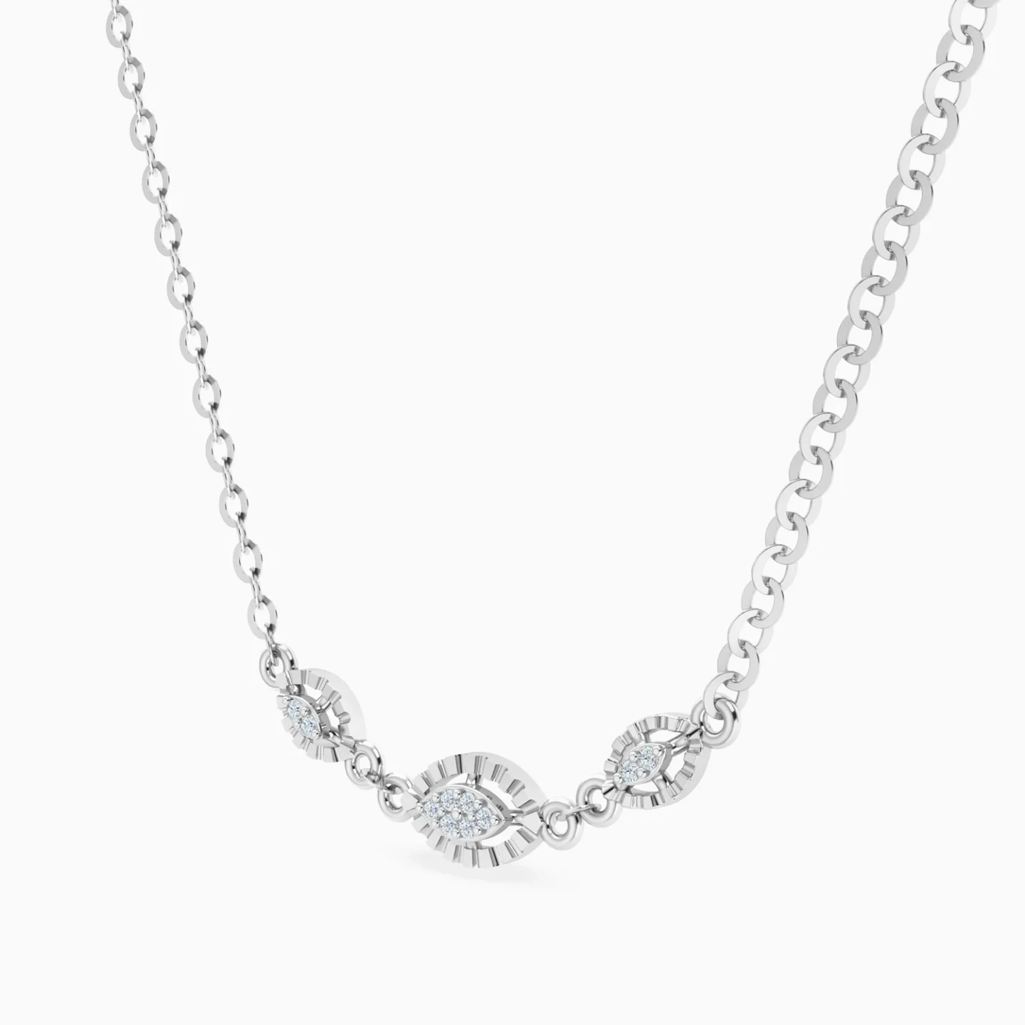 Three Marquise Motifs Diamond Necklace in 18K Gold - 2 Three Marquise Motifs Diamond Necklace in 18K Gold - 2