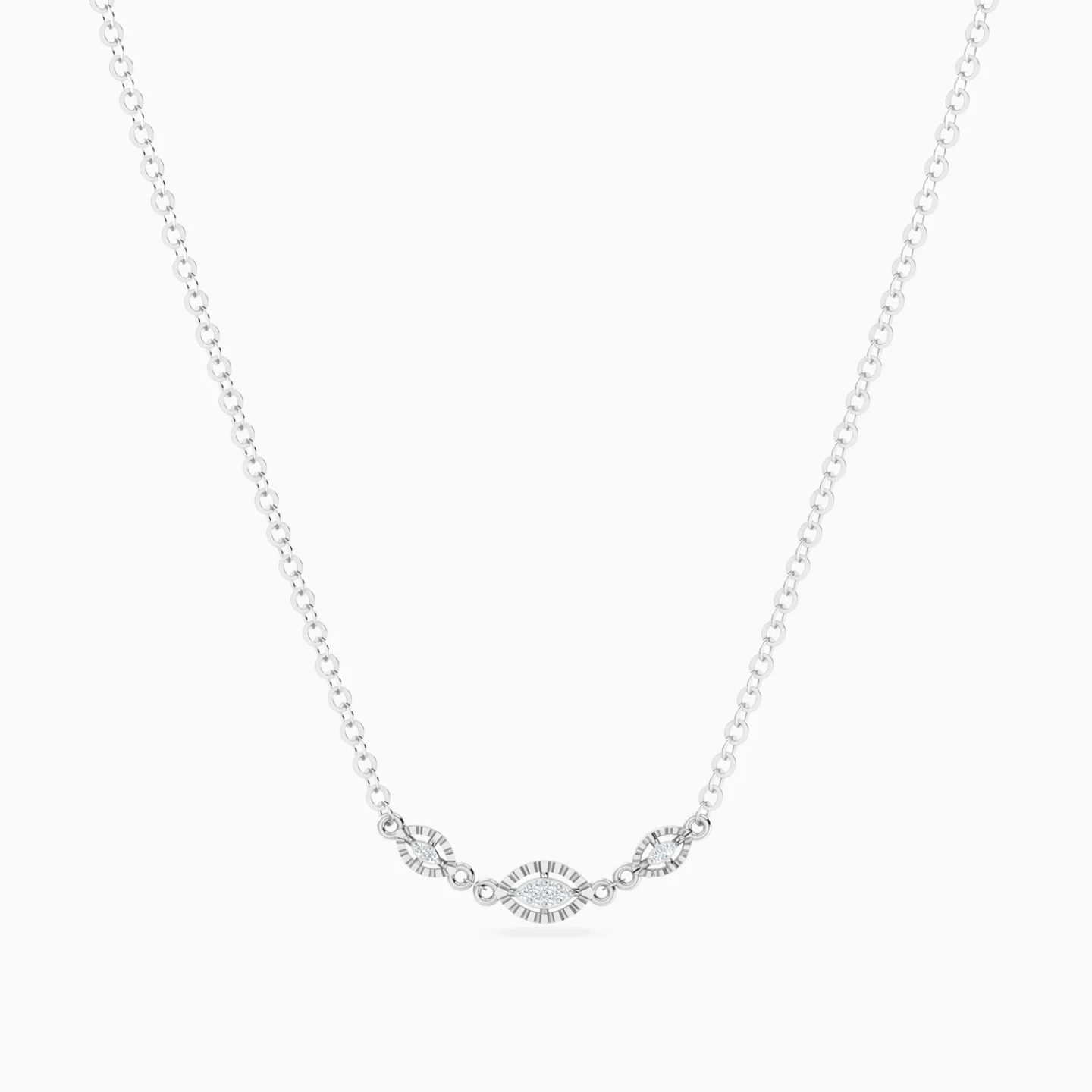 Three Marquise Motifs Diamond Necklace in 18K Gold - 3 Three Marquise Motifs Diamond Necklace in 18K Gold - 3