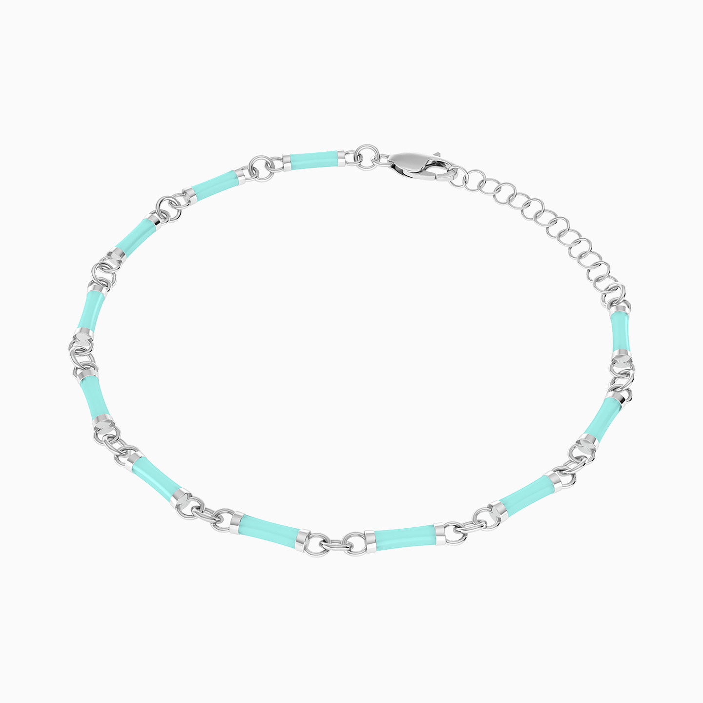 Beaded Chain Bracelet Enamel Coated in Silver - 3 Beaded Chain Bracelet Enamel Coated in Silver - 3