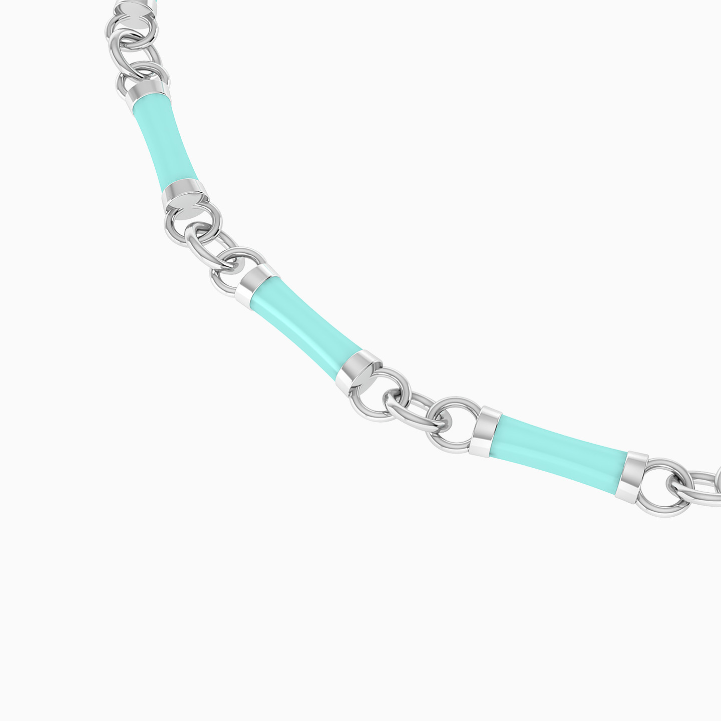 Beaded Chain Bracelet Enamel Coated in Silver - 4 Beaded Chain Bracelet Enamel Coated in Silver - 4