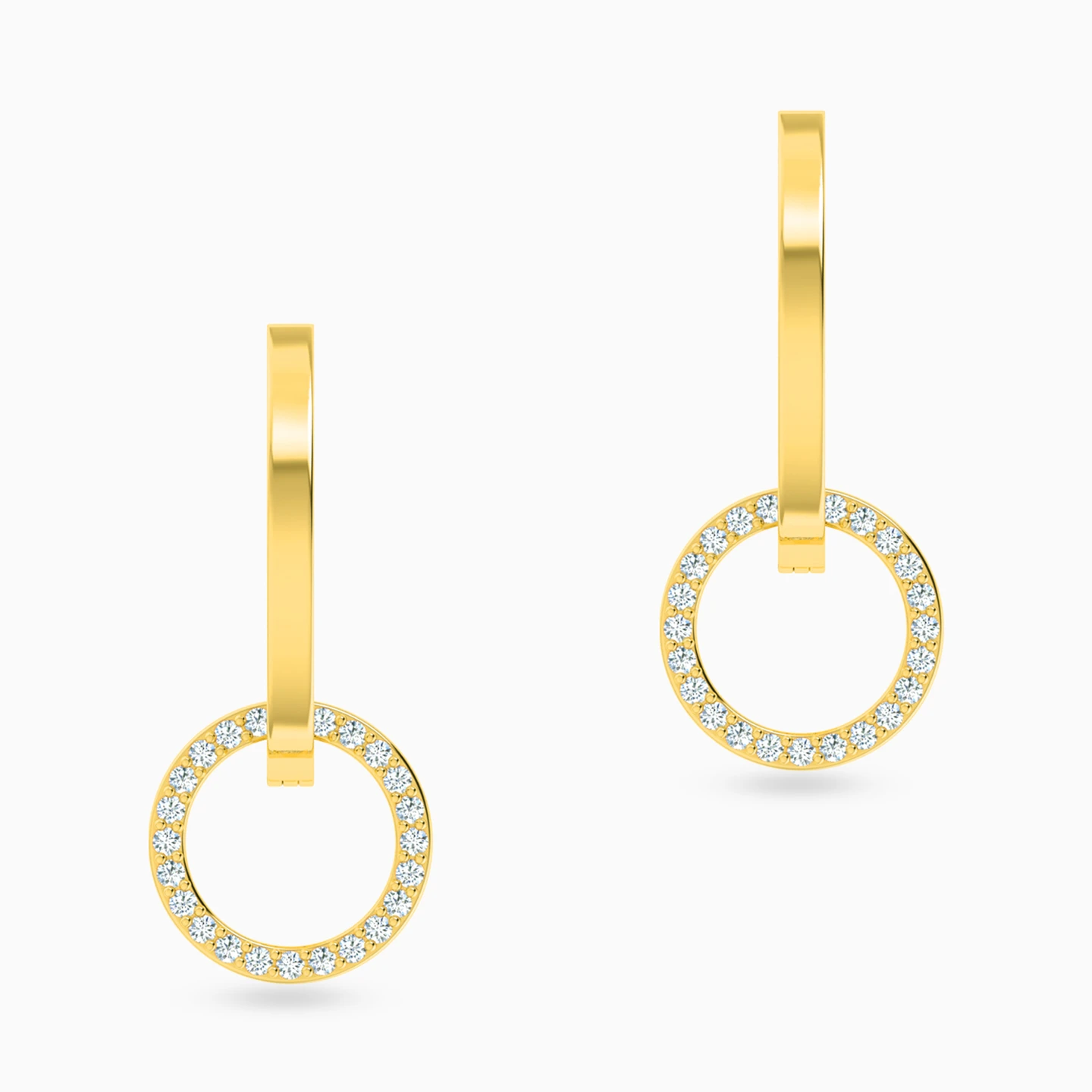 Rectangle Diamonds Stud Earrings in 18K Gold - 3 Rectangle Diamonds Stud Earrings in 18K Gold - 3