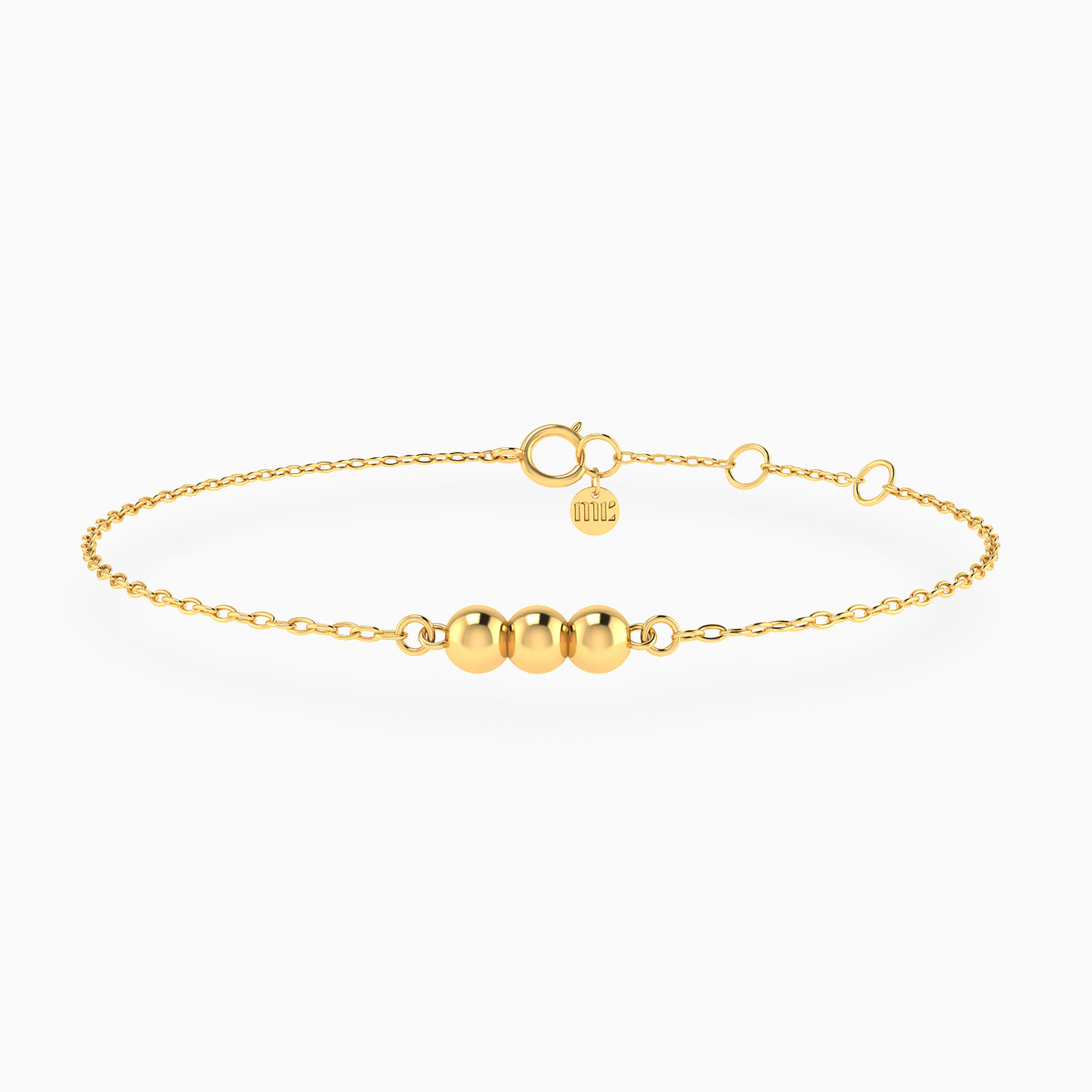 Three Beads Chain Bracelet in 18K Gold Three Beads Chain Bracelet in 18K Gold