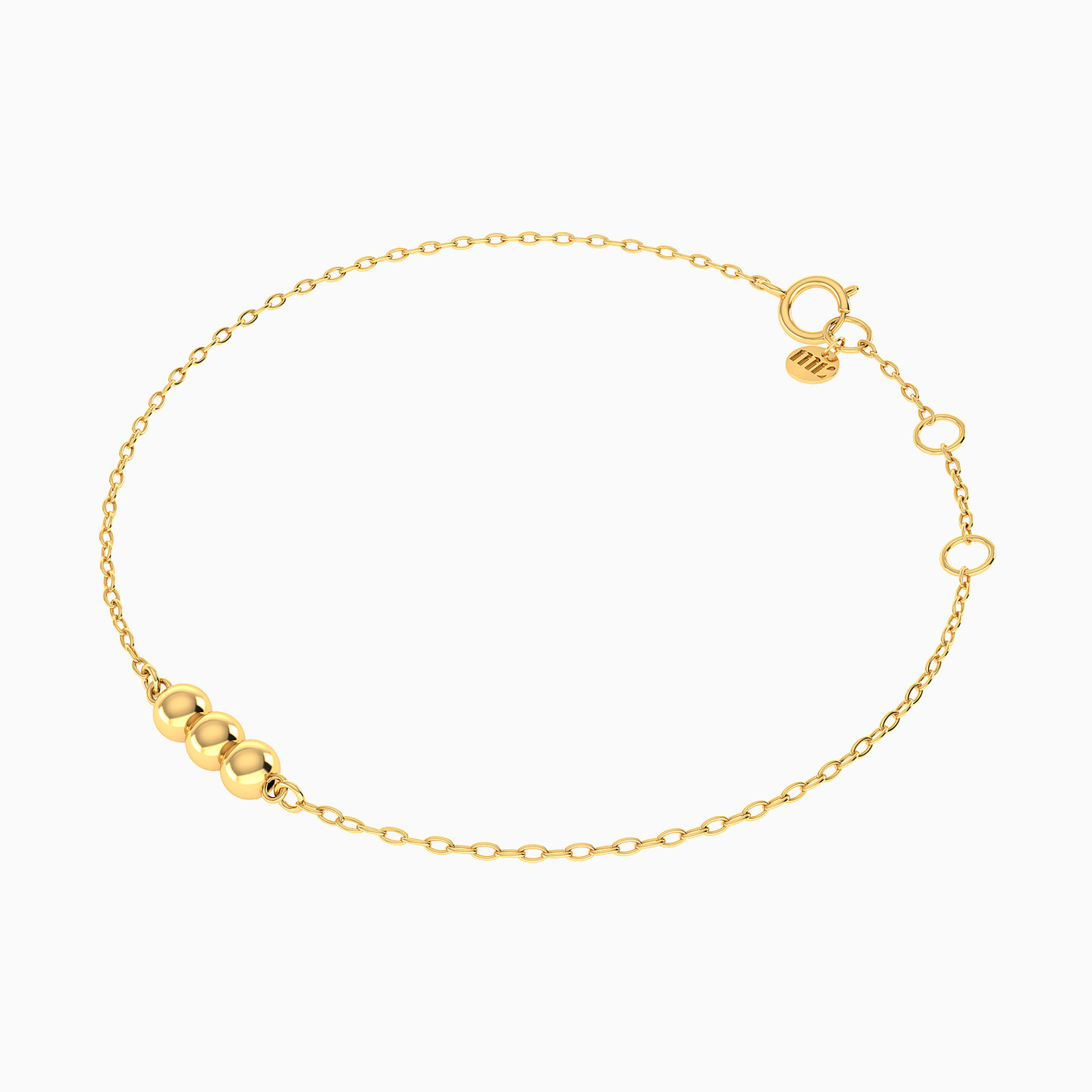 Three Beads Chain Bracelet in 18K Gold - 3 Three Beads Chain Bracelet in 18K Gold - 3