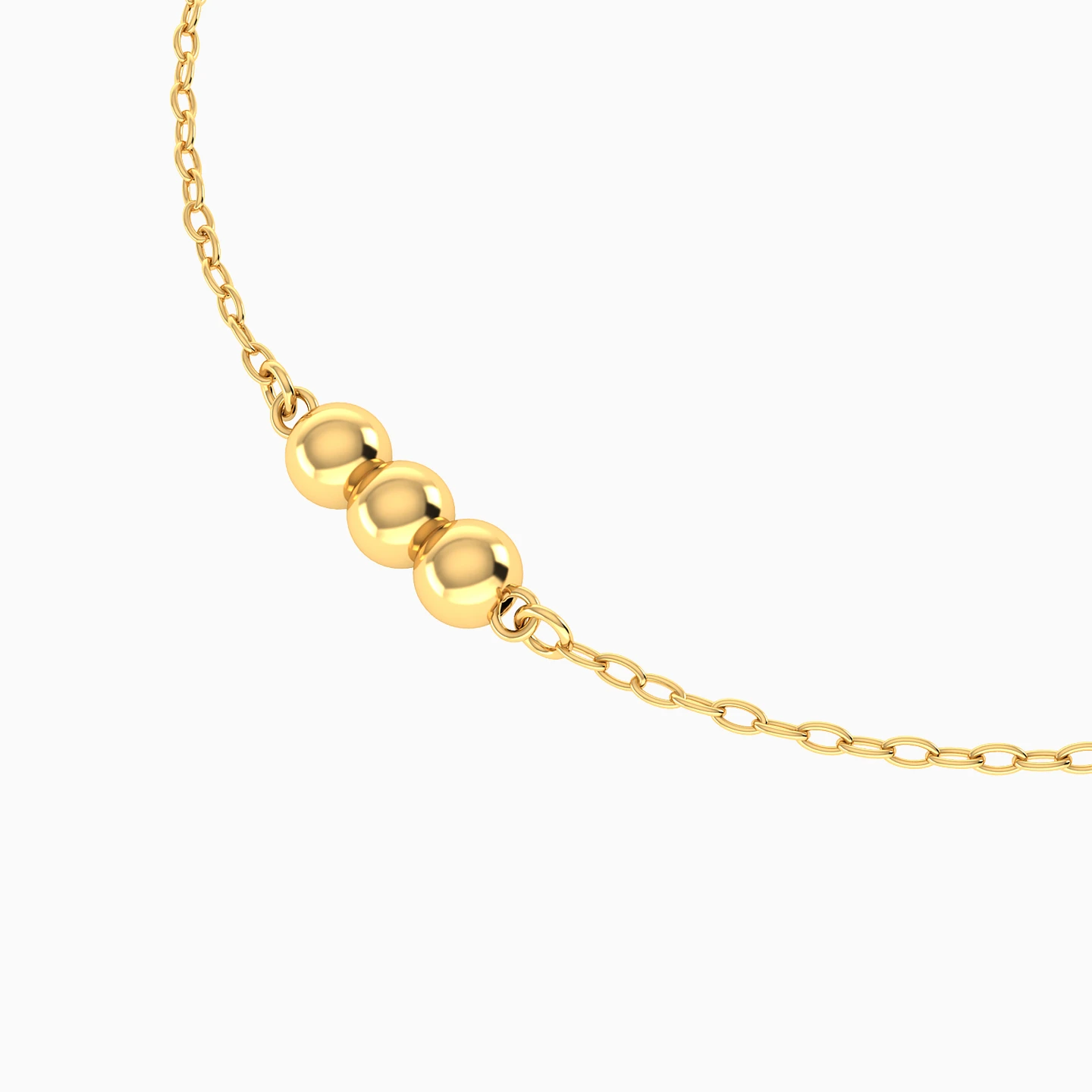 Three Beads Chain Bracelet in 18K Gold - 4 Three Beads Chain Bracelet in 18K Gold - 4