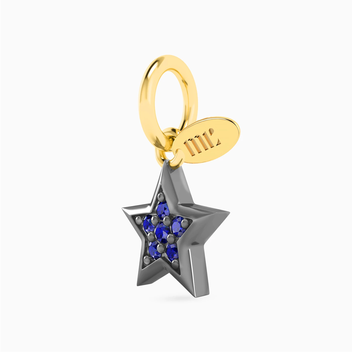 Star Blue Stones Charm in 18K Gold - 2 Star Blue Stones Charm in 18K Gold - 2