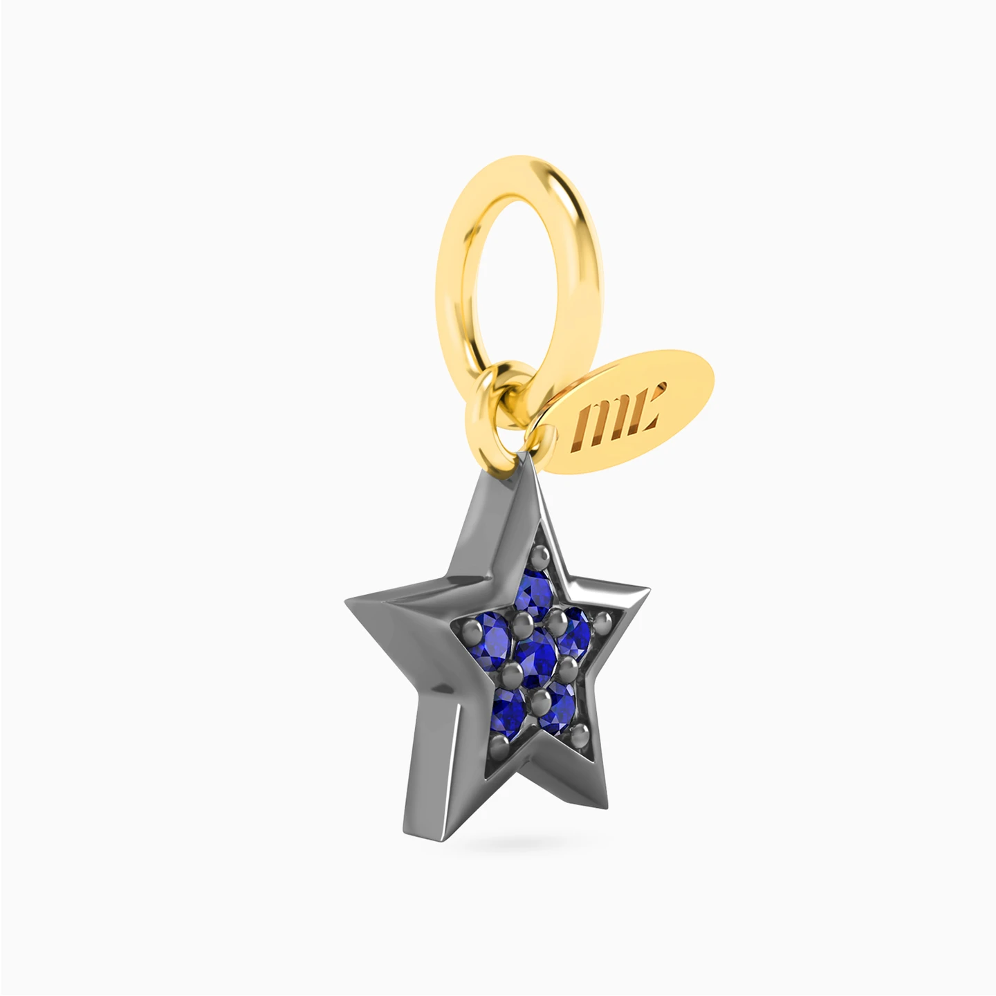 Star Blue Stones Charm in 18K Gold - 3 Star Blue Stones Charm in 18K Gold - 3