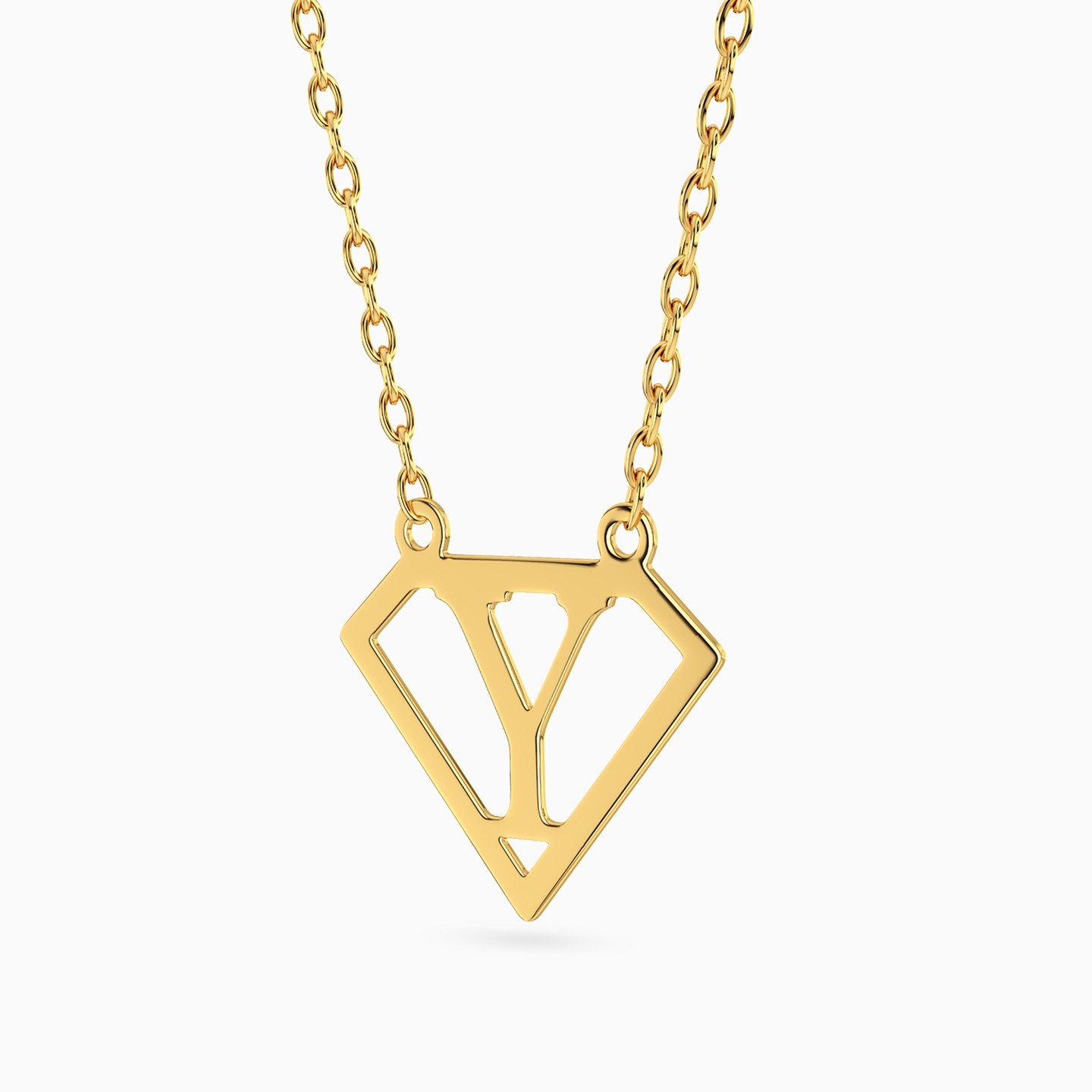 Letter Y Necklace in 14K Gold - 2 Letter Y Necklace in 14K Gold - 2