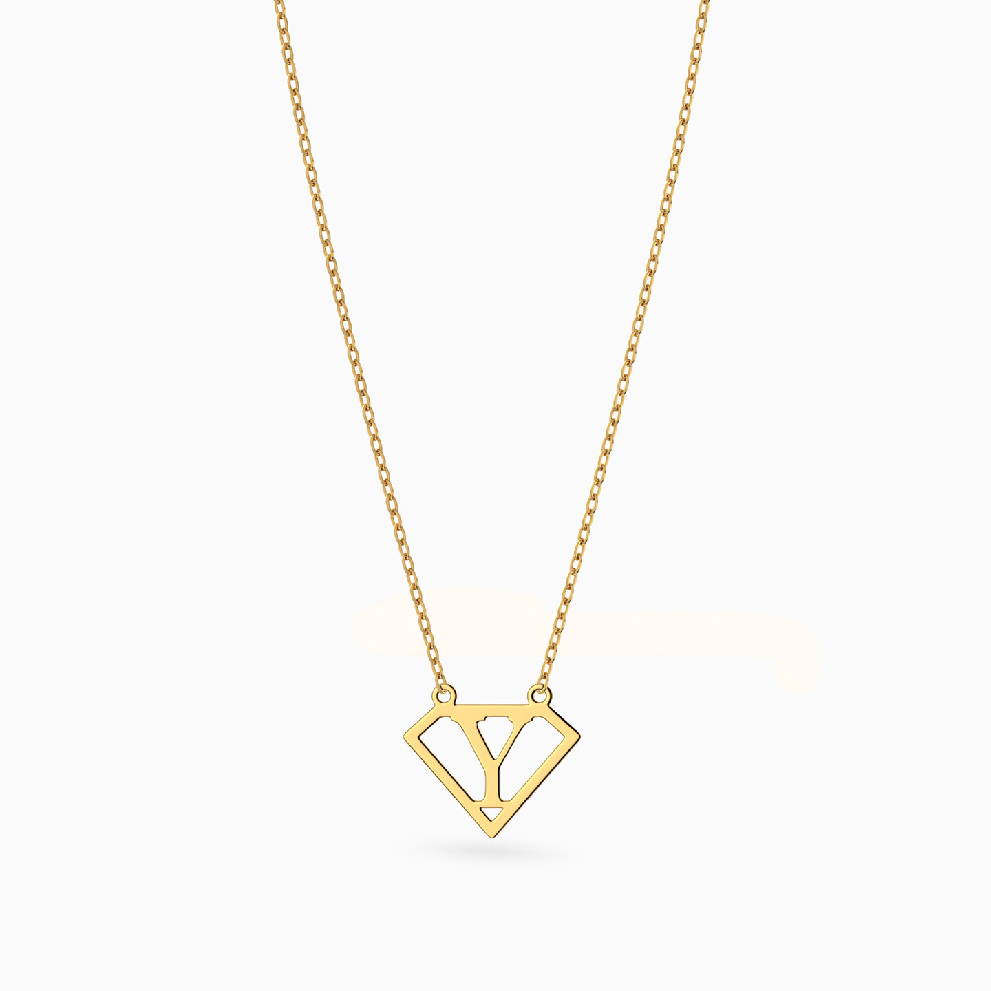 Letter Y Necklace in 14K Gold - 3 Letter Y Necklace in 14K Gold - 3