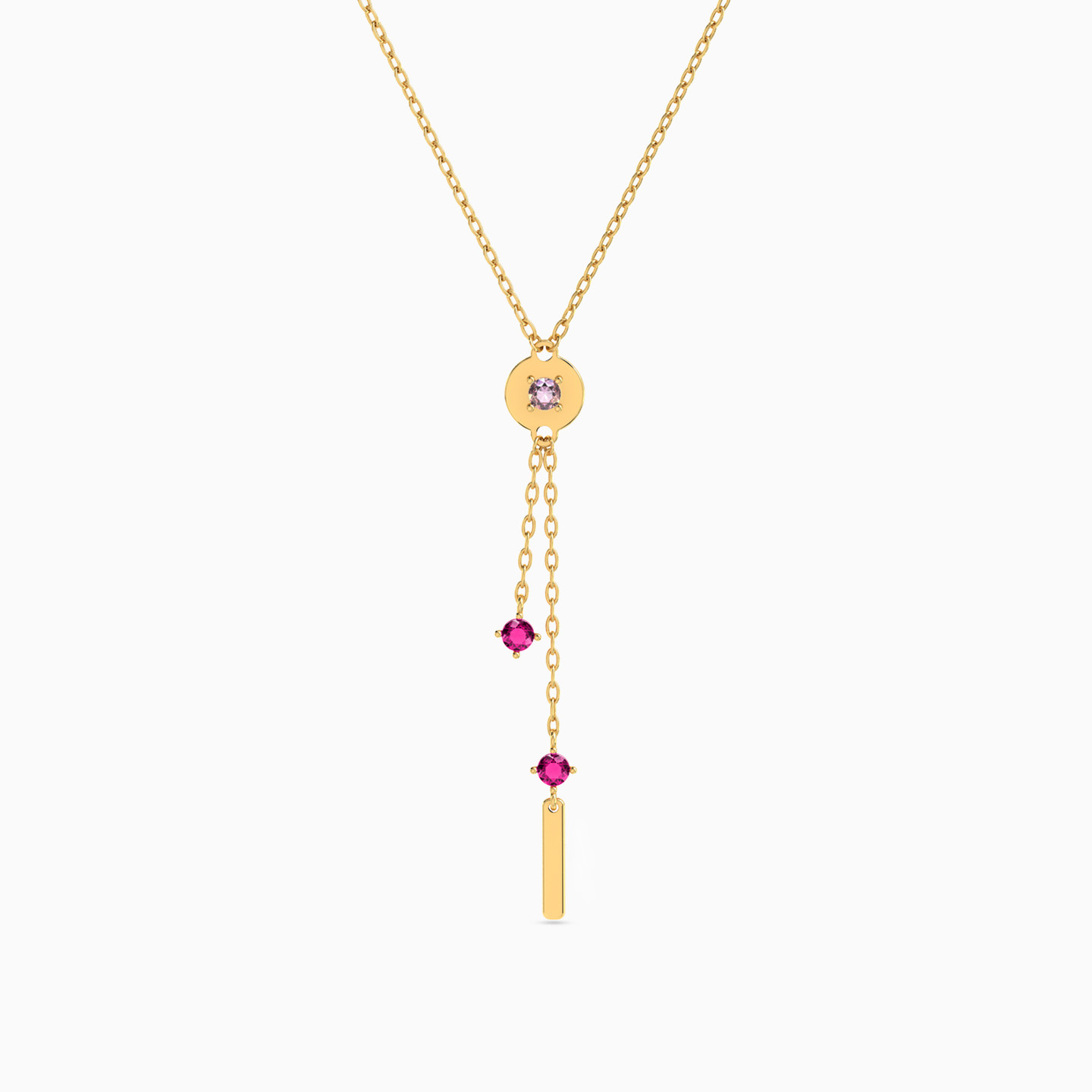 14K Gold Colored Stones Pendant Necklace