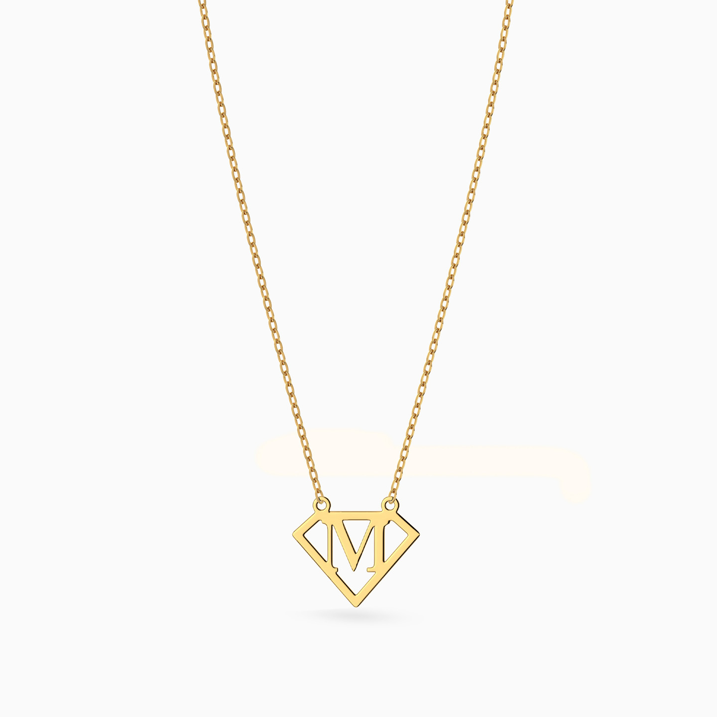 14K Gold M Pendant Necklace - 3