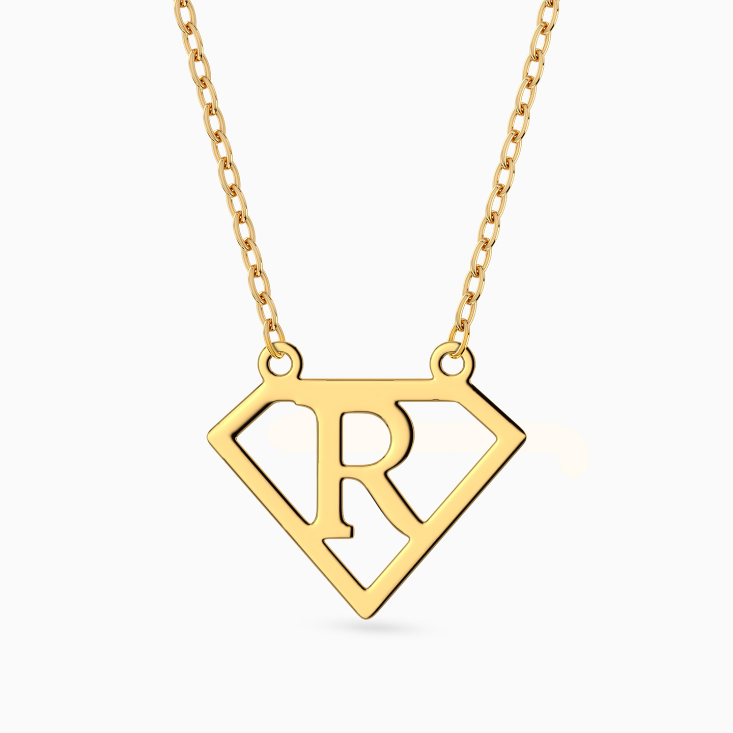 14K Gold R Pendant Necklace