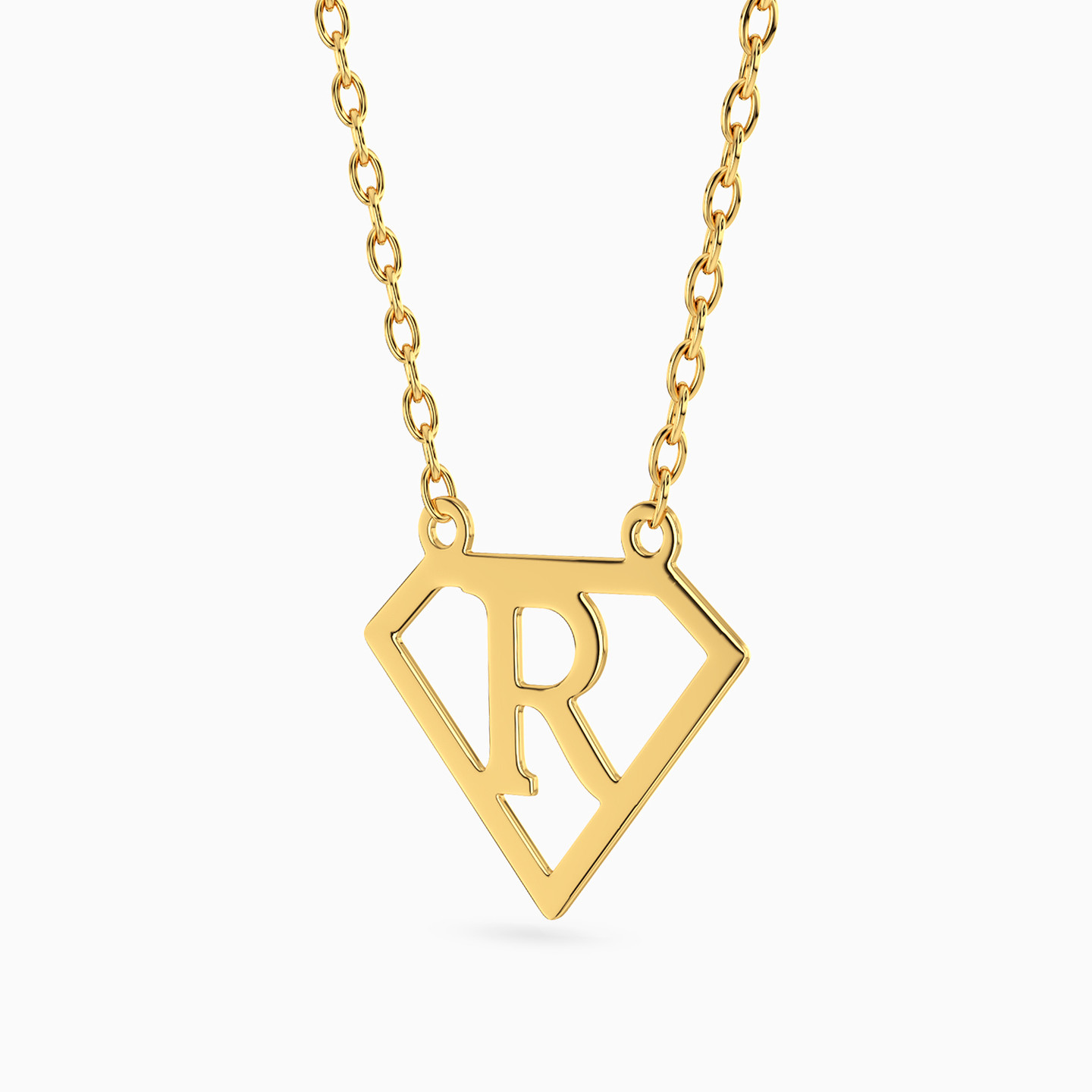 Letter R Necklace In 14K Gold - 2