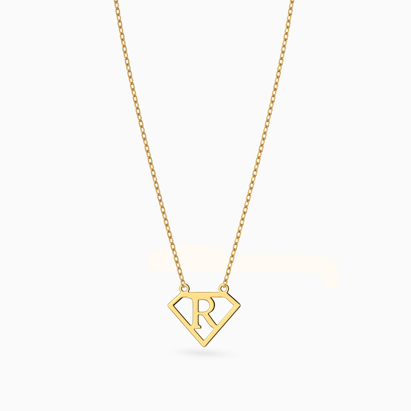 14K Gold R Pendant Necklace - 3