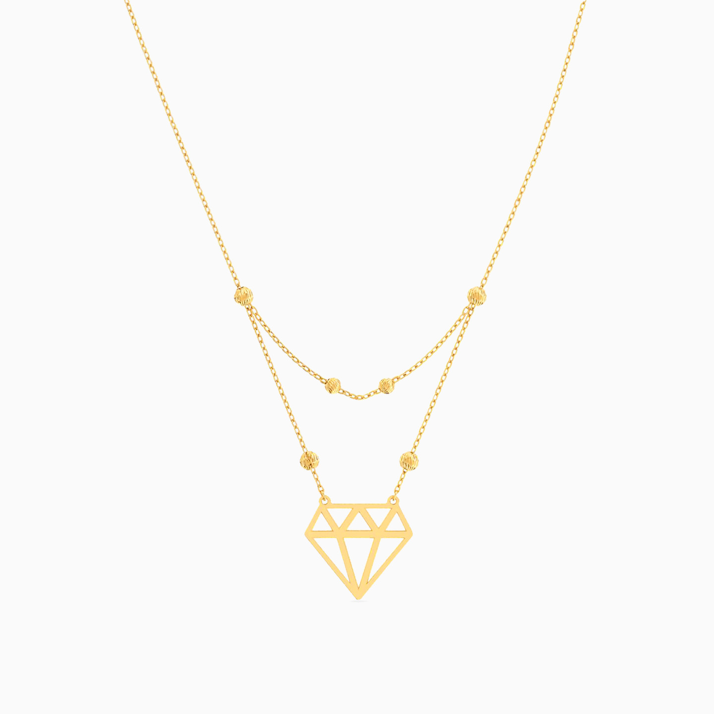 Gem Layered Necklace in 18K Gold - 2 Gem Layered Necklace in 18K Gold - 2