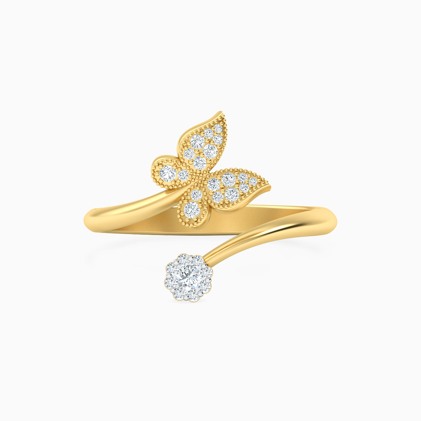 18K Gold Diamond Two-headed Ring