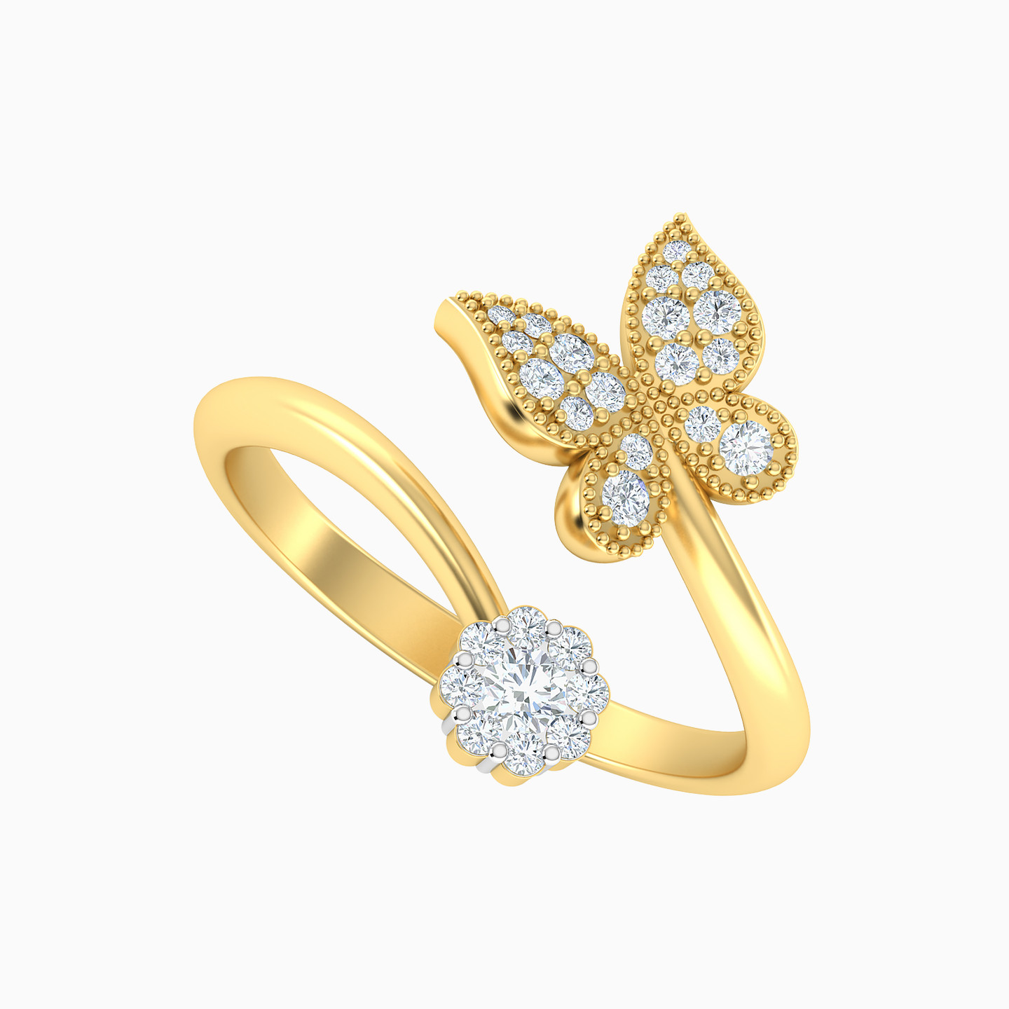 18K Gold Diamond Two-headed Ring - 2