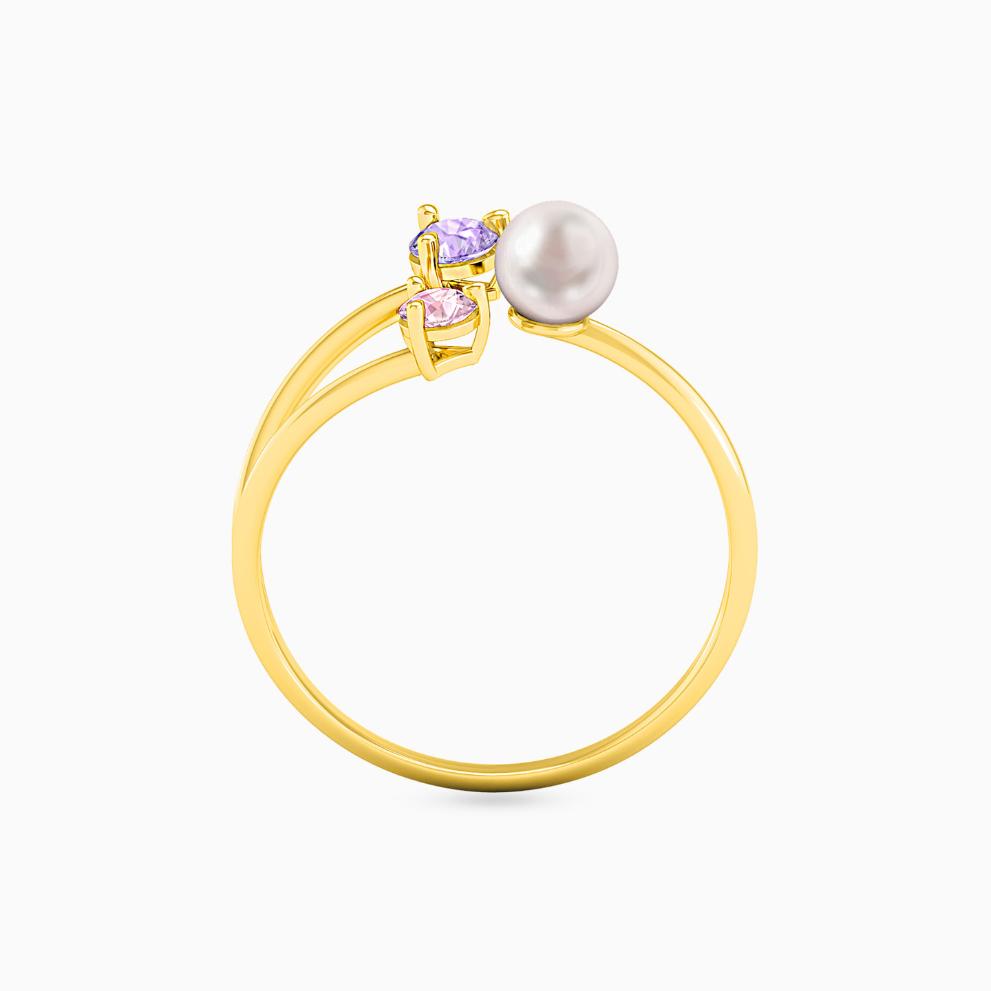 18K Gold Colored Stones Two-headed Ring - 3