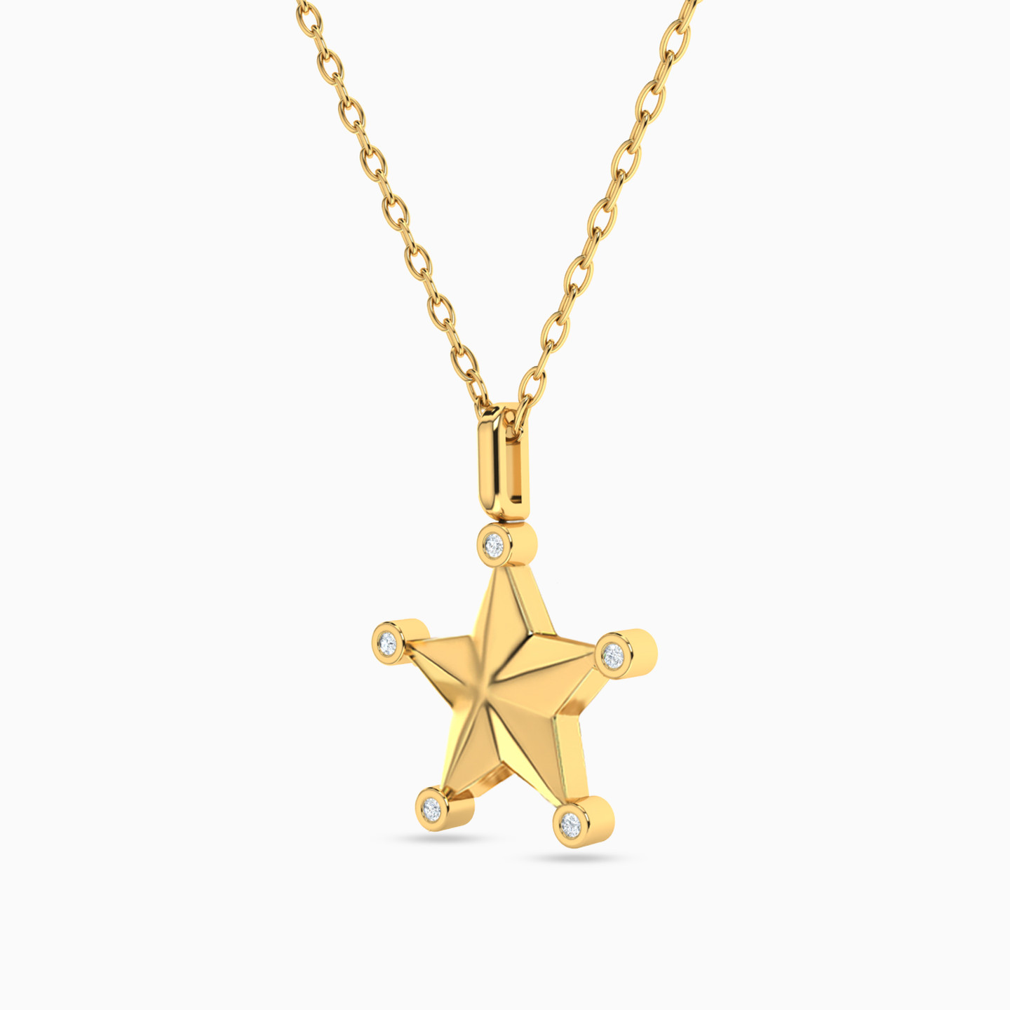 Star Diamonds Necklace In 18K Gold - 2 Star Diamonds Necklace In 18K Gold - 2