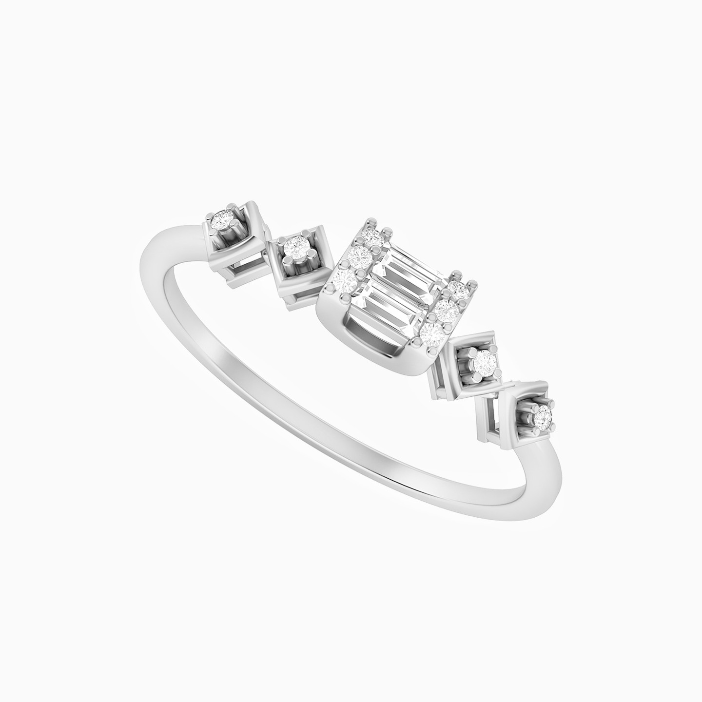 Baguette Diamonds Ring in 18K Gold - 3 Baguette Diamonds Ring in 18K Gold - 3