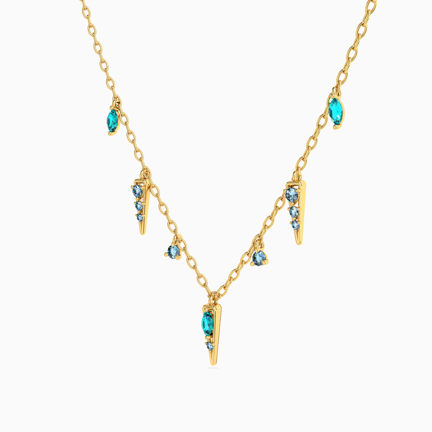 18K Gold Colored Stones Charms Necklace - 2