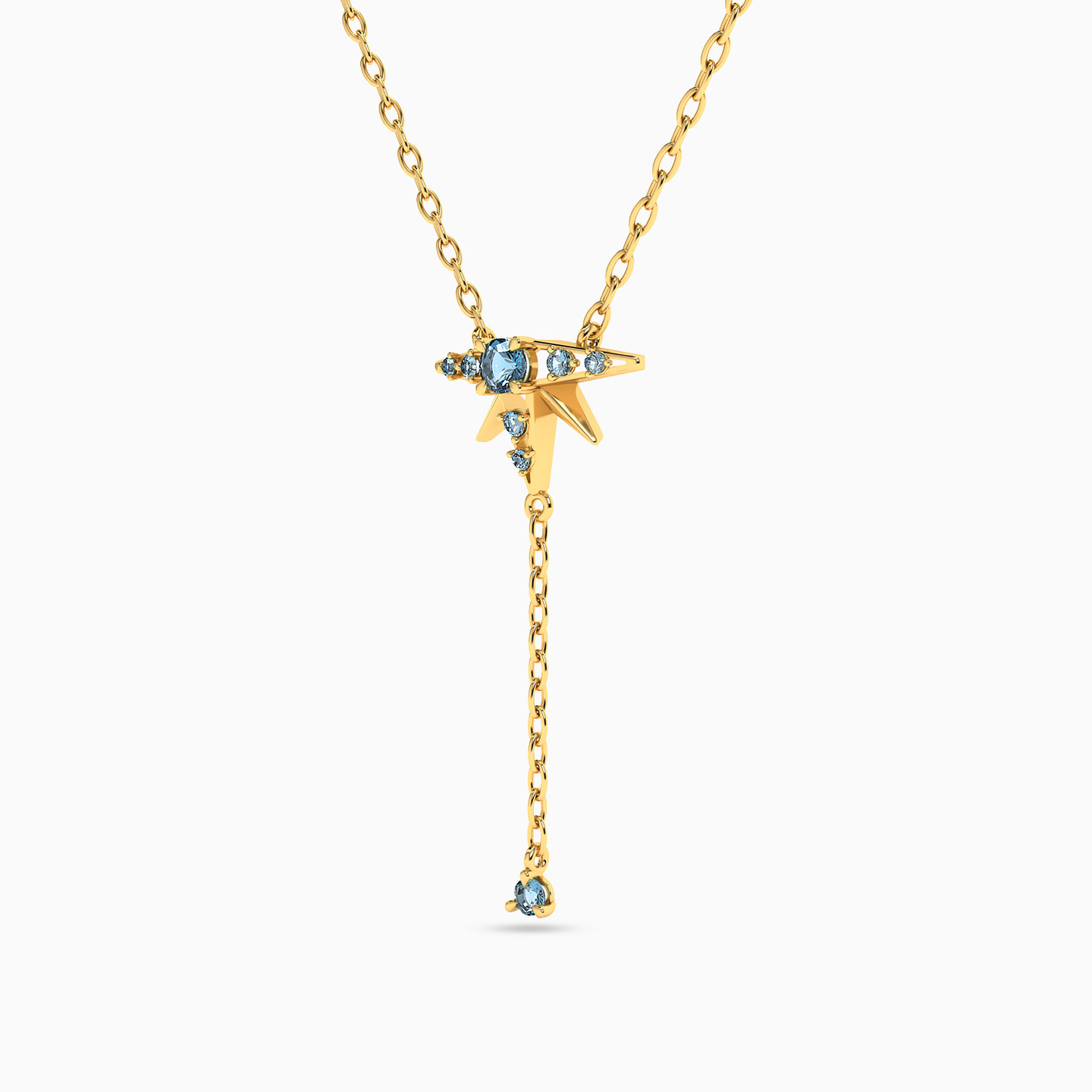 Star Colored Stones Necklace in 18K Gold - 2 Star Colored Stones Necklace in 18K Gold - 2