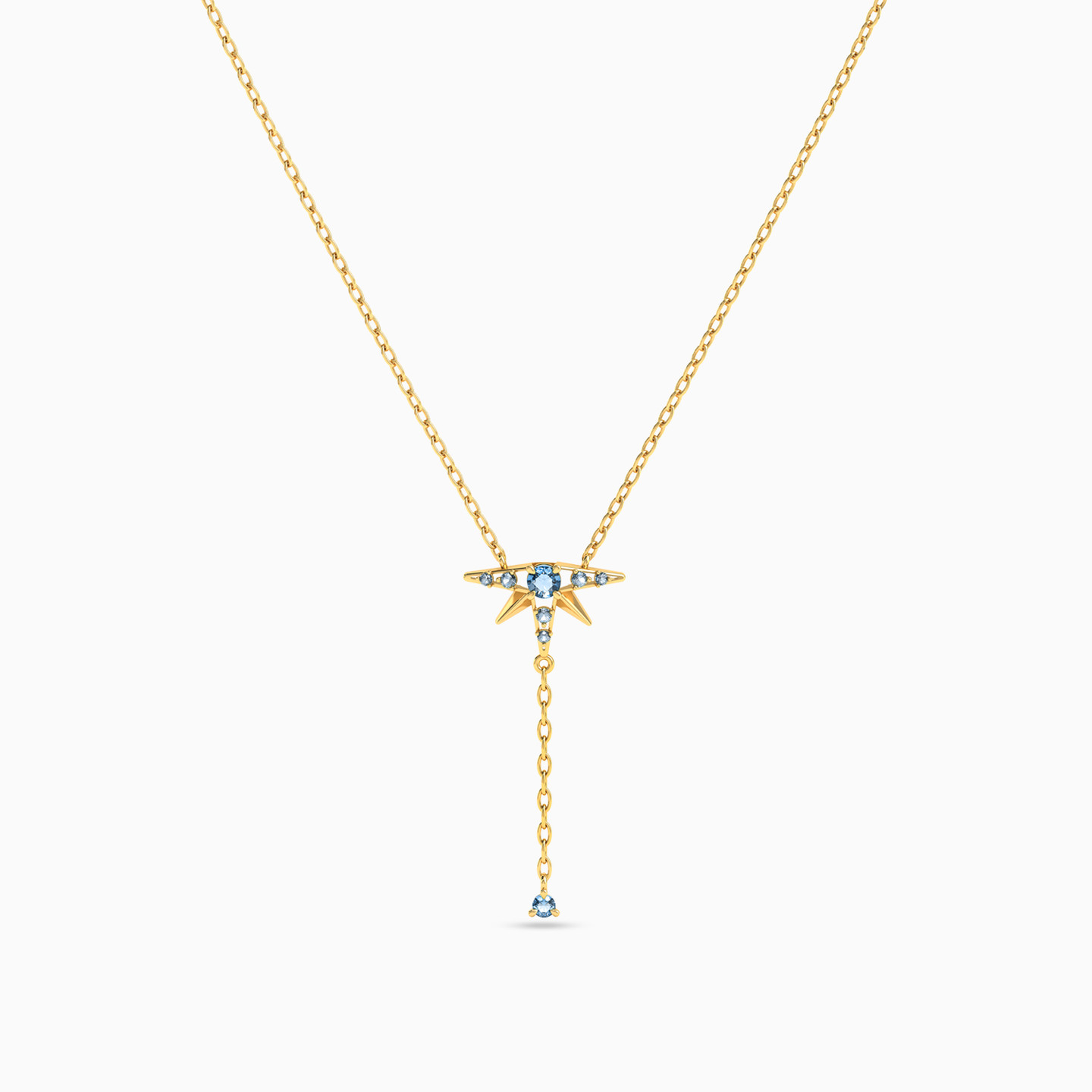 Star Colored Stones Necklace in 18K Gold - 3 Star Colored Stones Necklace in 18K Gold - 3