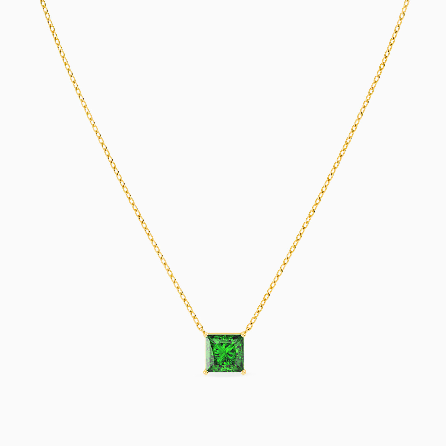 Square Colored Stones Necklace In 18K Gold - 3