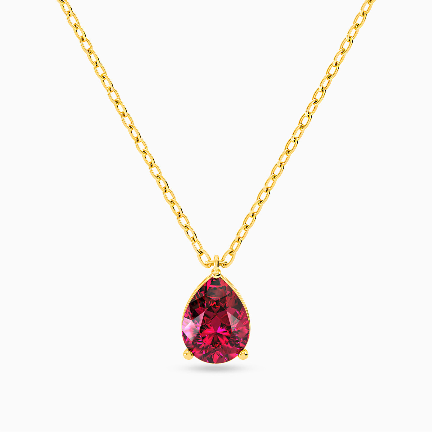 سلسلة ذهب كمثرى عيار 18 قيراط مزينة بحجر أحمر سلسلة ذهب كمثرى عيار 18 قيراط مزينة بحجر أحمر