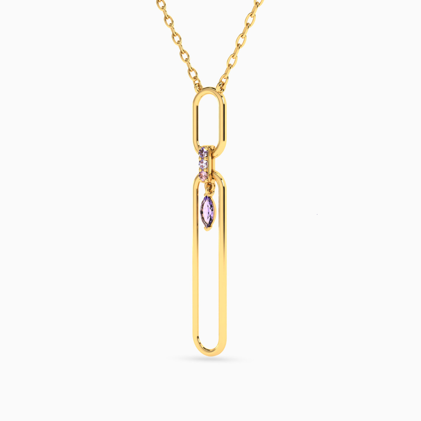 Oval Purple Stone Necklace in 18K Gold - 2 Oval Purple Stone Necklace in 18K Gold - 2