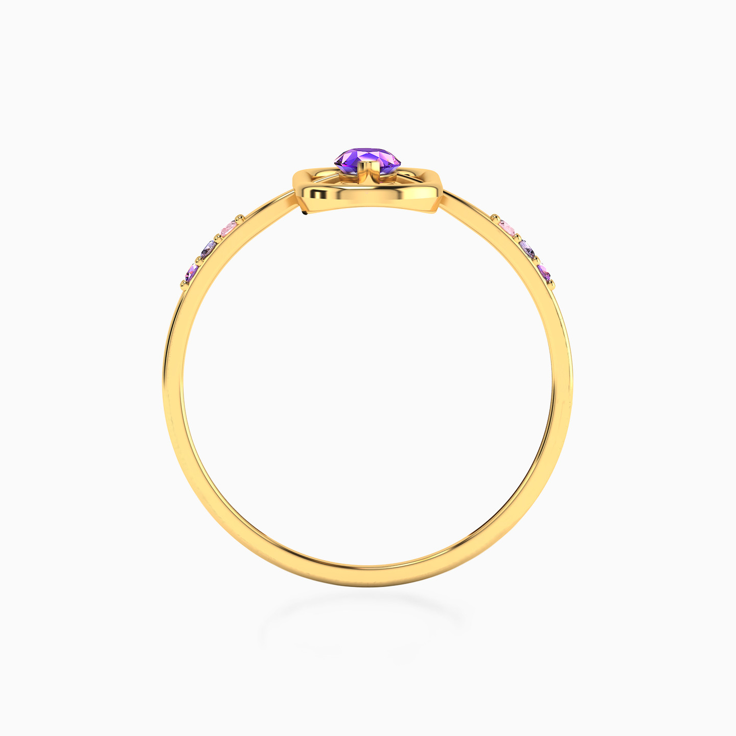 18K Gold Colored Stones Statement Ring - 3