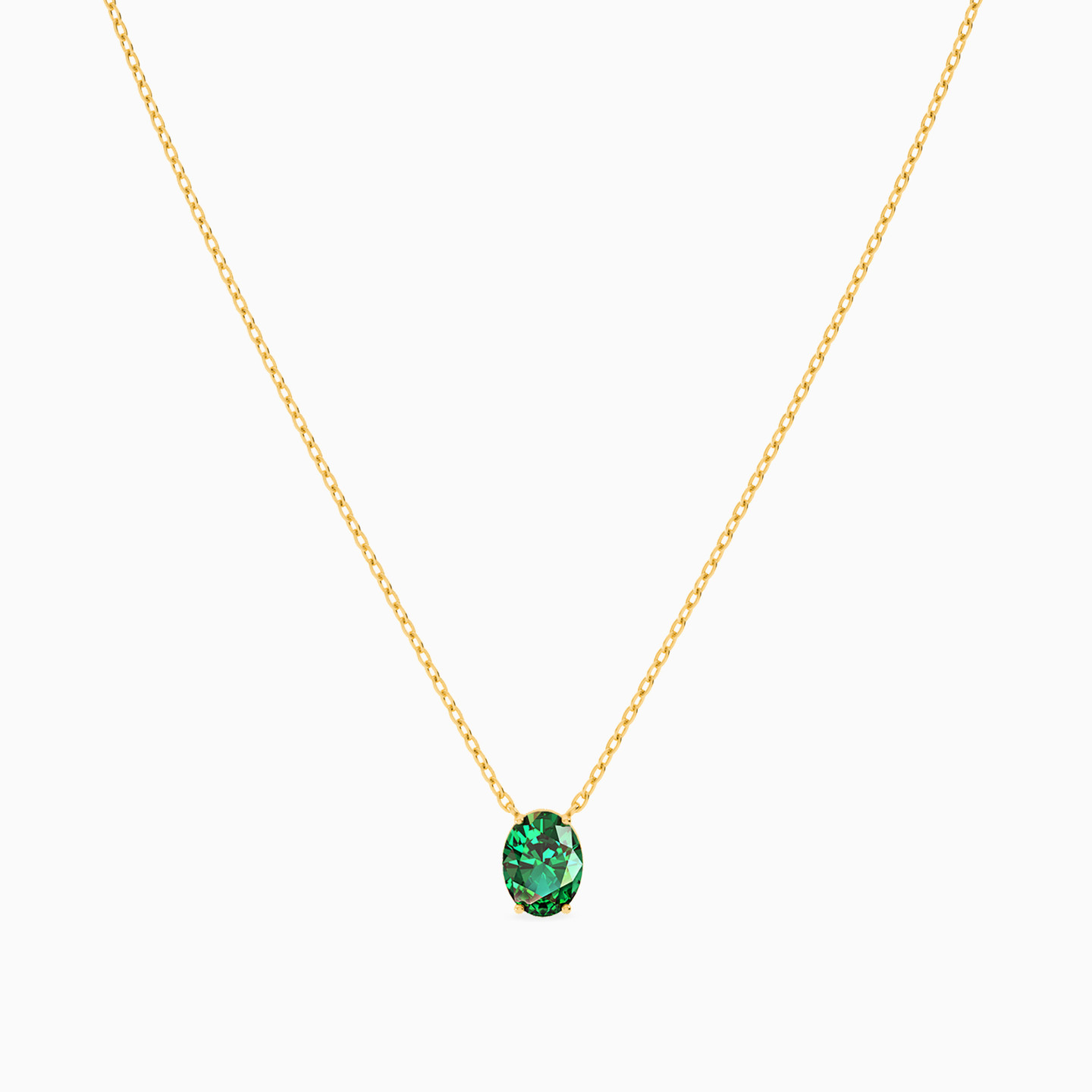 Oval Green Stones Necklace in 18K Gold - 3 Oval Green Stones Necklace in 18K Gold - 3
