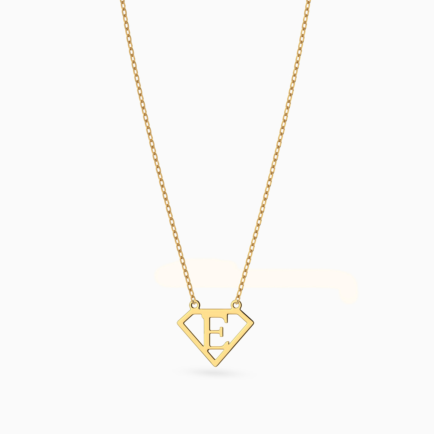 Letter E Necklace In 14K Gold - 3