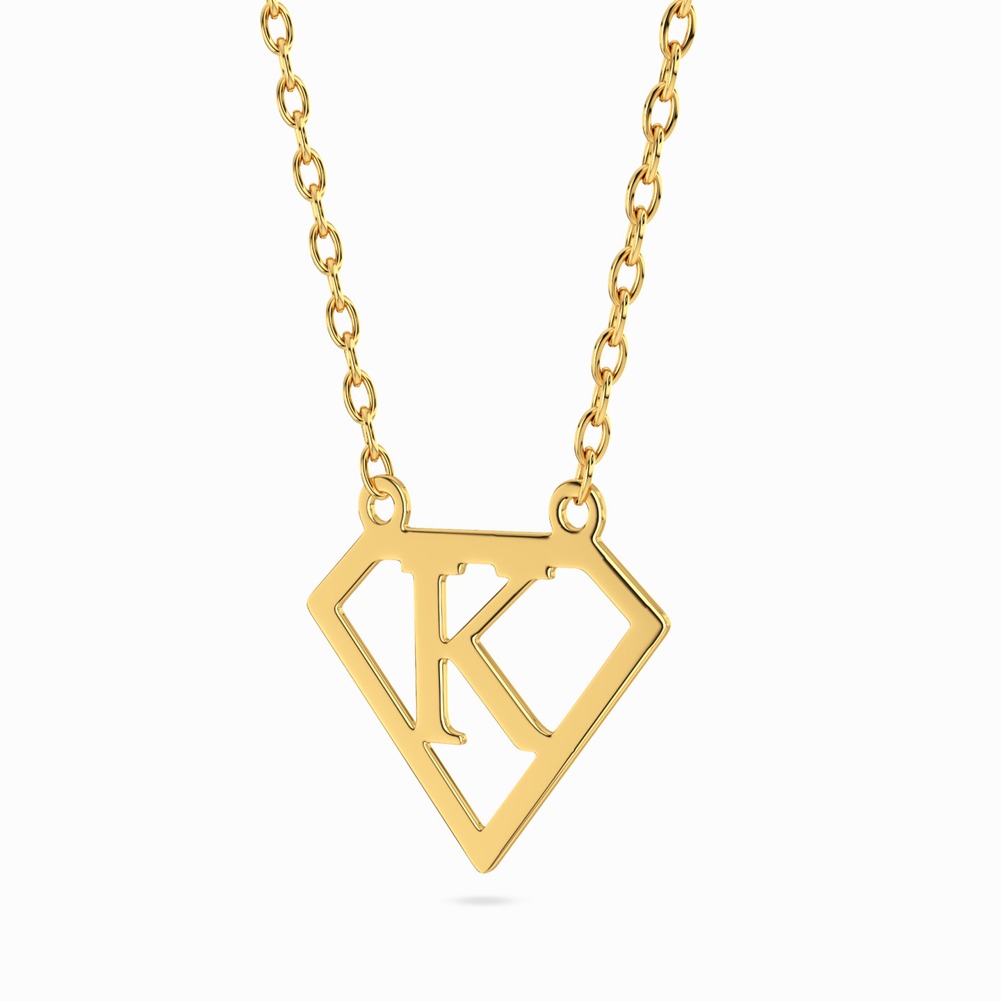 Letter K Necklace in 14K Gold - 2 Letter K Necklace in 14K Gold - 2