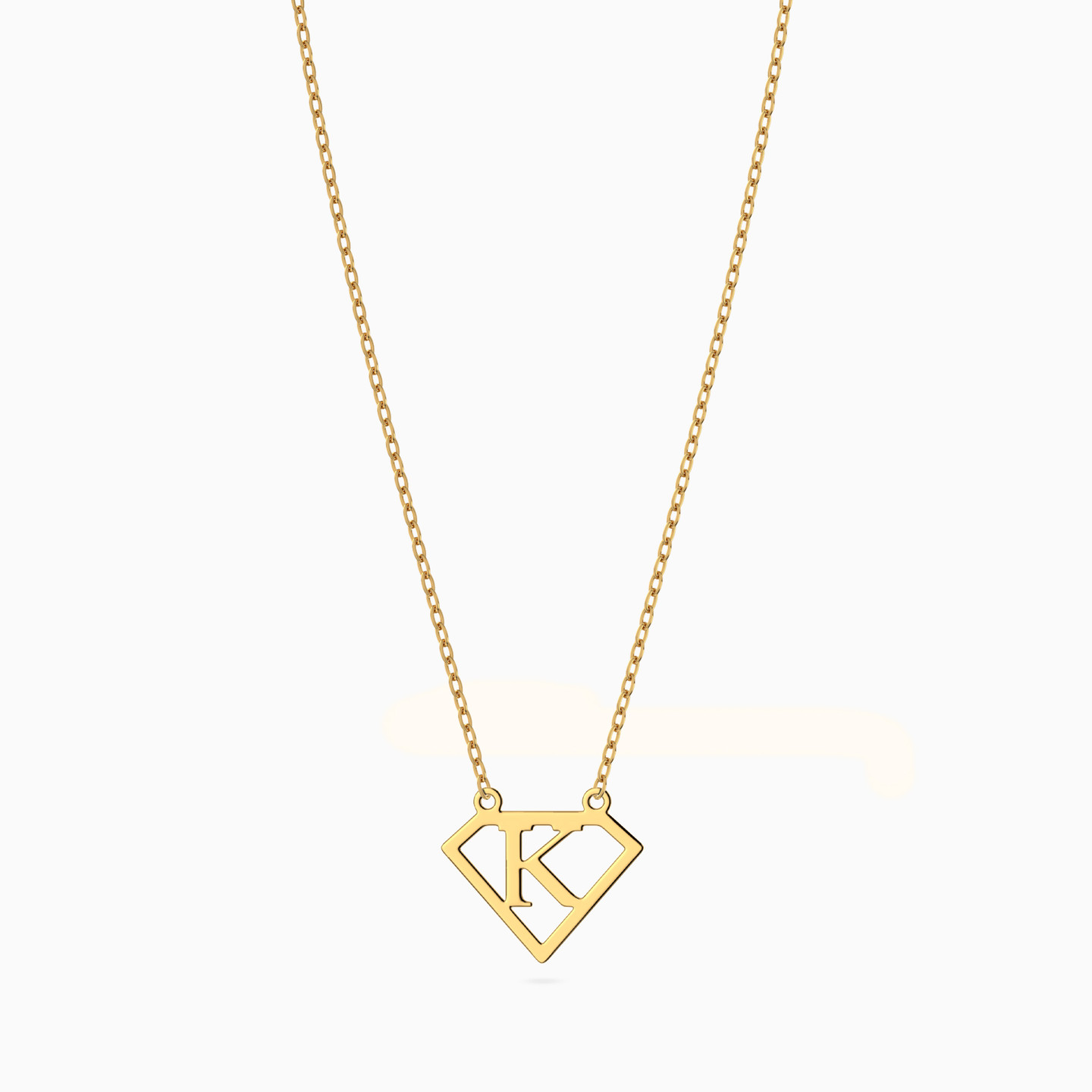 Letter K Necklace in 14K Gold - 3 Letter K Necklace in 14K Gold - 3
