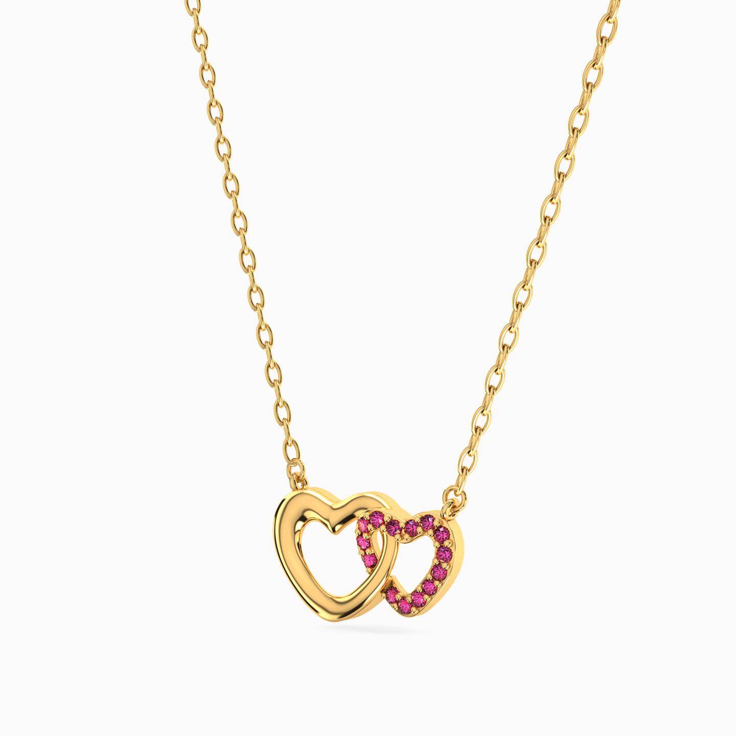 Heart Red Stone Necklace in 14K Gold - 2 Heart Red Stone Necklace in 14K Gold - 2