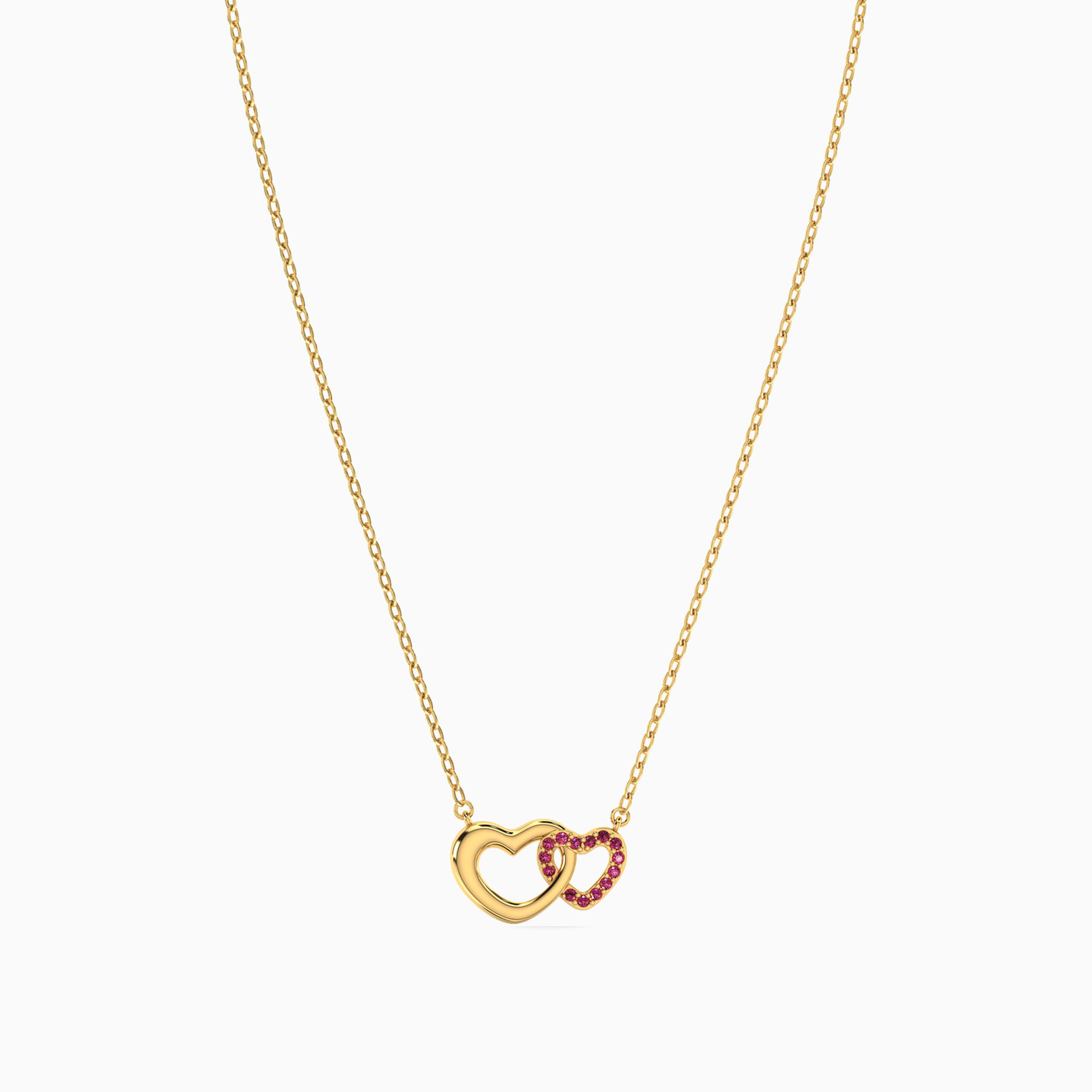 Heart Red Stone Necklace in 14K Gold - 3 Heart Red Stone Necklace in 14K Gold - 3