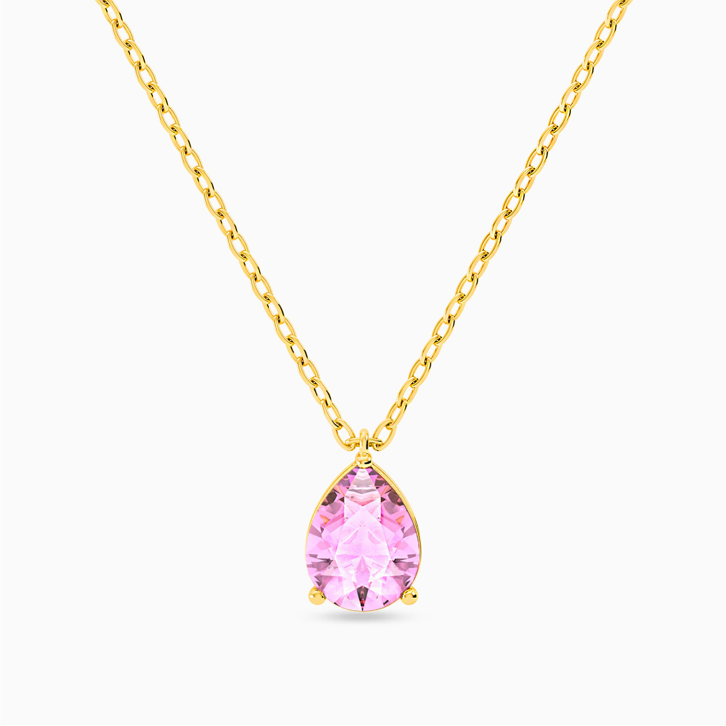 Pear Colored Stones Necklace In 18K Gold - 4 Pear Colored Stones Necklace In 18K Gold - 4