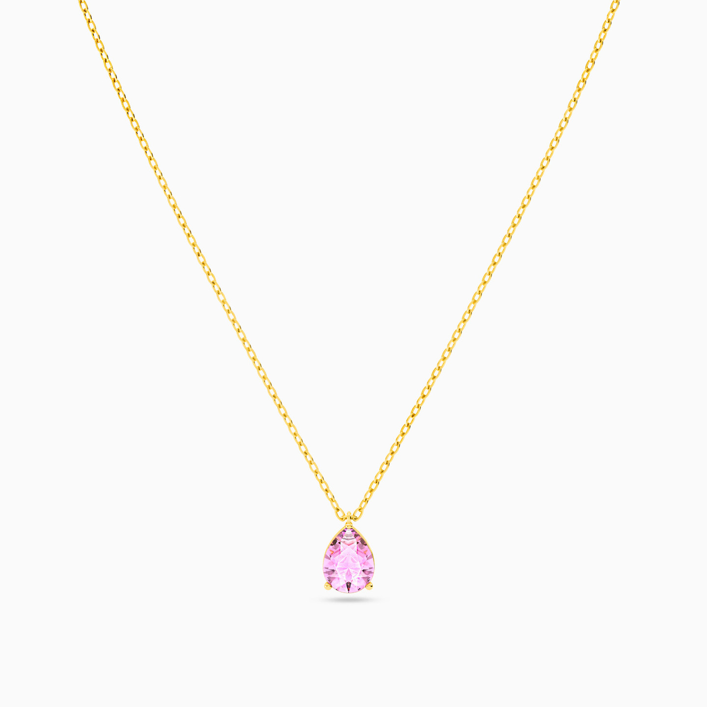 Pear Colored Stones Necklace In 18K Gold - 6 Pear Colored Stones Necklace In 18K Gold - 6