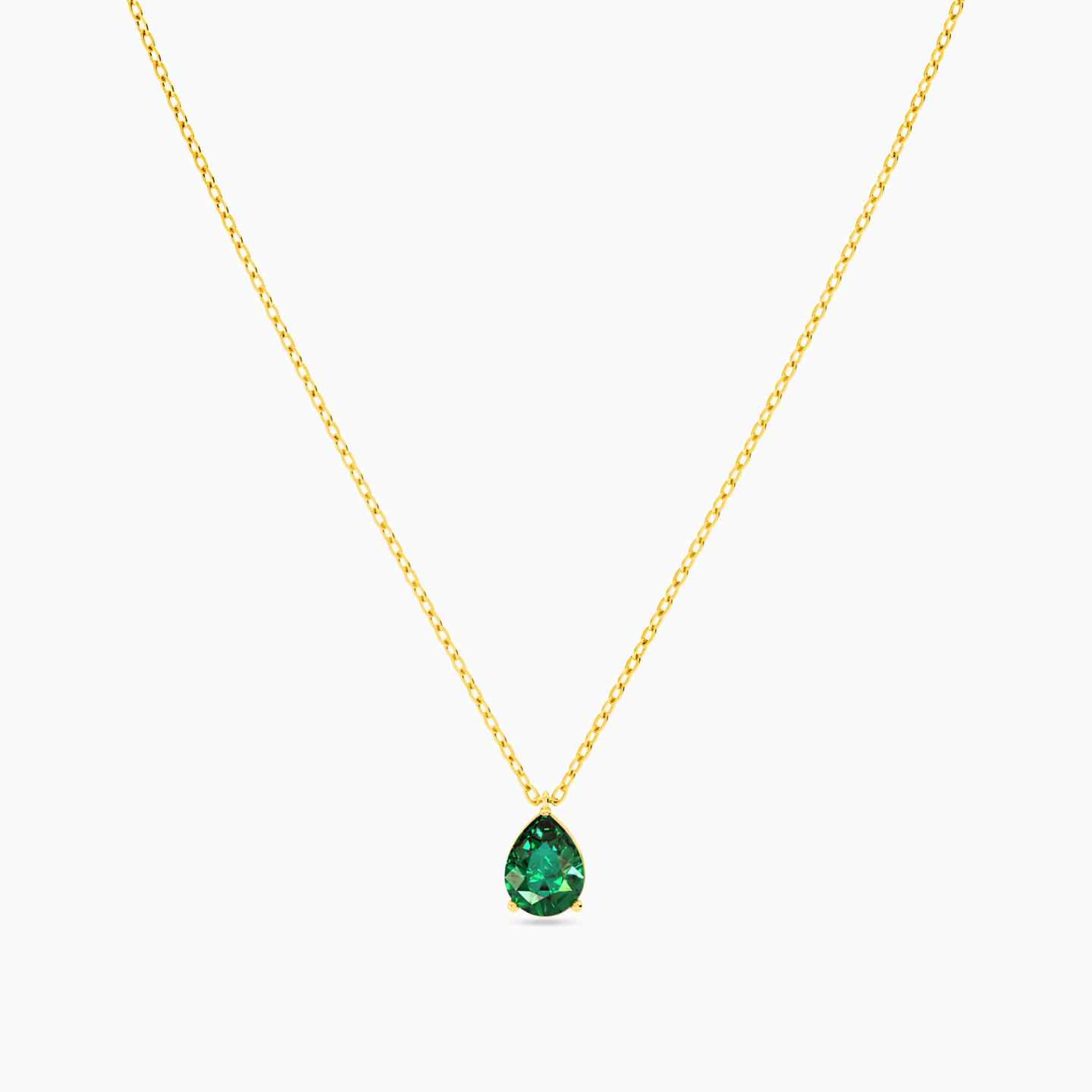 Pear Colored Stones Necklace In 18K Gold - 3 Pear Colored Stones Necklace In 18K Gold - 3