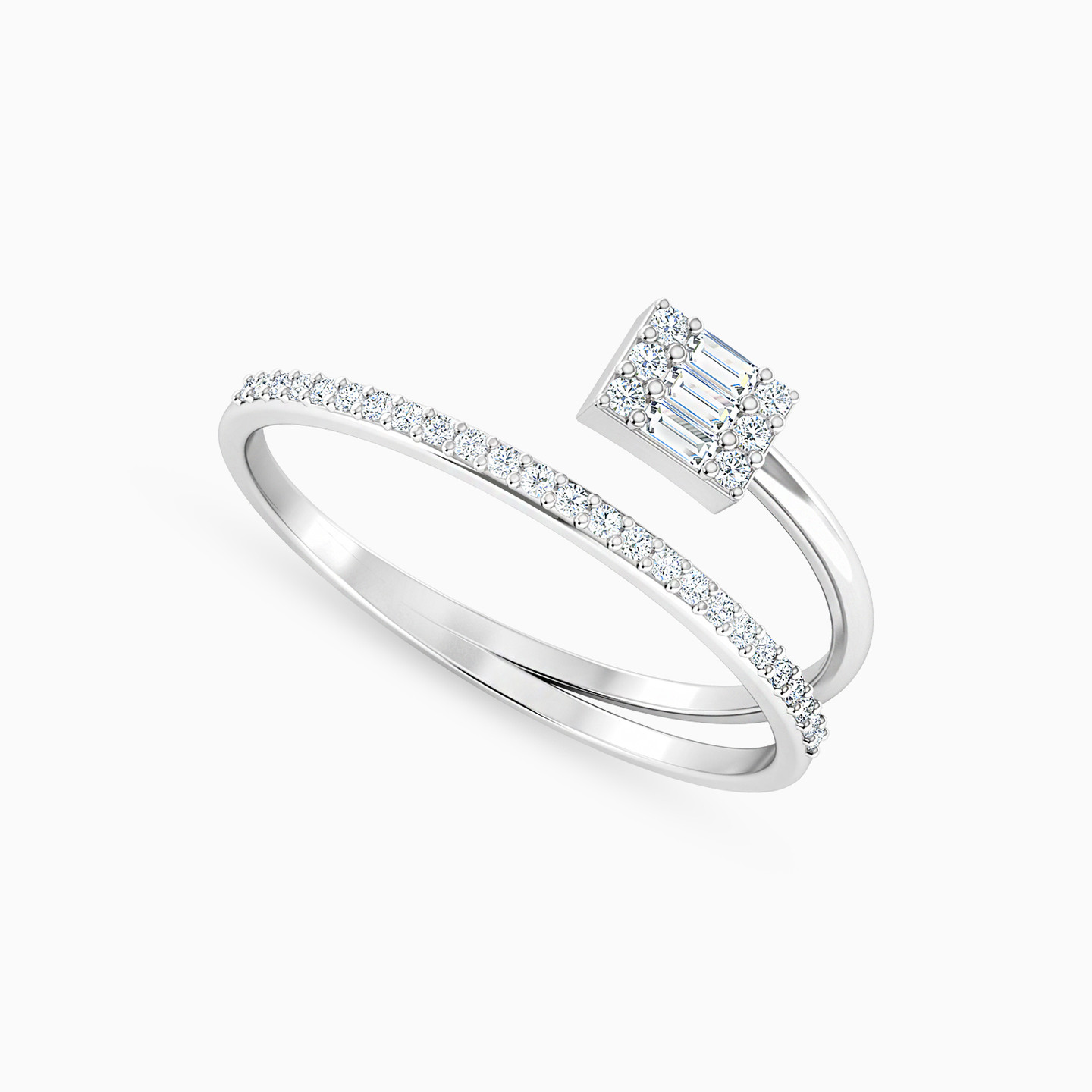 Baguette Diamonds Ring in 18K Gold - 2 Baguette Diamonds Ring in 18K Gold - 2