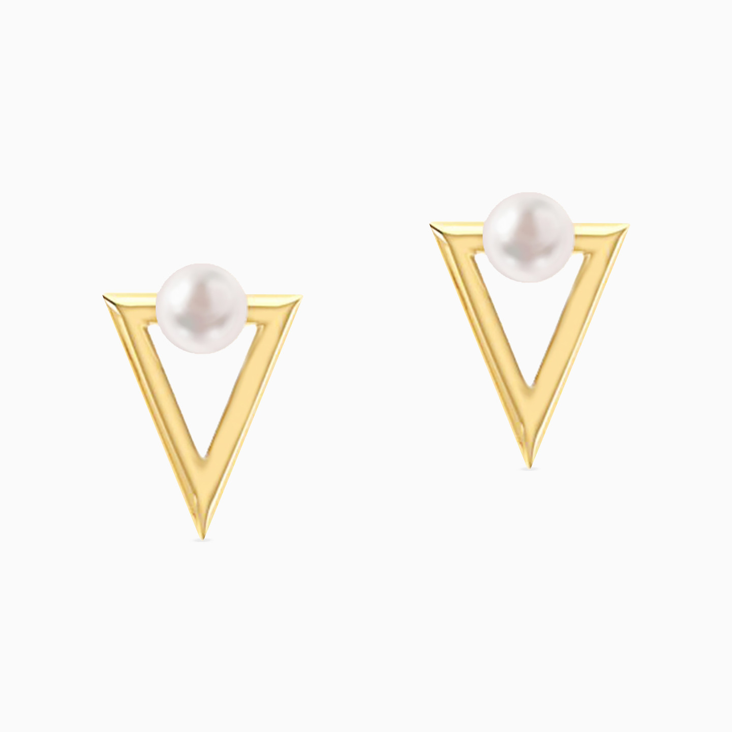 18K Gold Pearls Stud Earrings