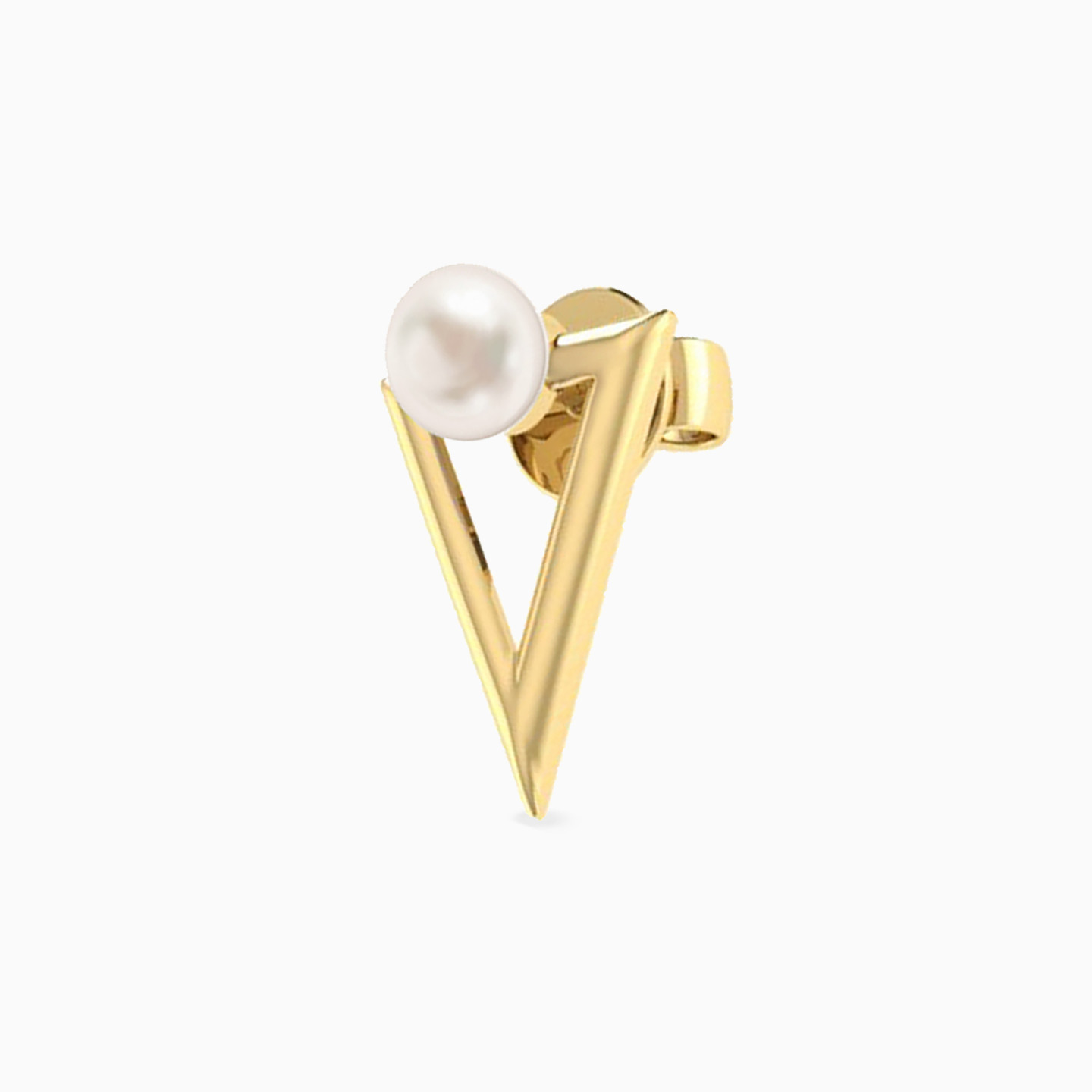 Triangle Pearls Stud Earrings in 18K Gold - 3 Triangle Pearls Stud Earrings in 18K Gold - 3
