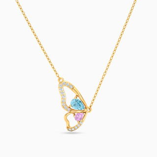 Butterfly Colored Stones Necklace in 18K Gold | L'azurde Egypt