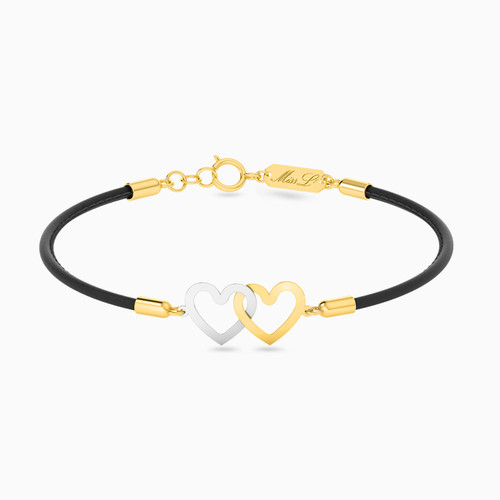 MLB95 - Leather Bracelet Heart Pendant in 18K Gold - 111101400414181-1.jpg
