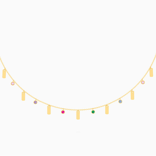 LIN206 - Circle Colored Stones Chain Necklace in 18K Gold - 112051400072451-1.jpg