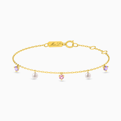 MLB2 - Round Colored Stones Chain Anklet in 18K Gold - 111361100032251-1.jpg